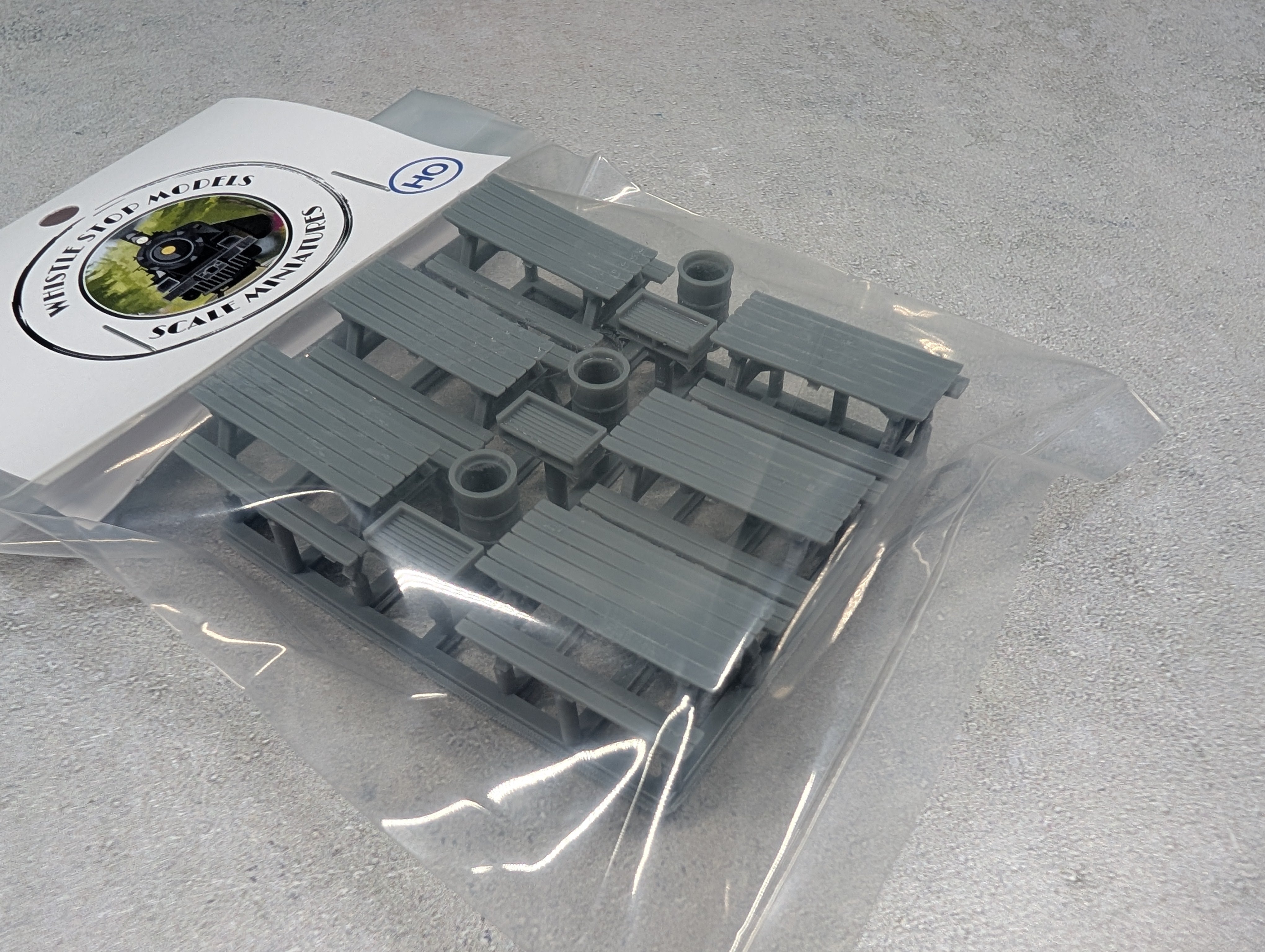 Whistle Stop Models HO1024 HO Scale Camp Site Picnic Tables and Grills, 3D Printed, Highly Detailed