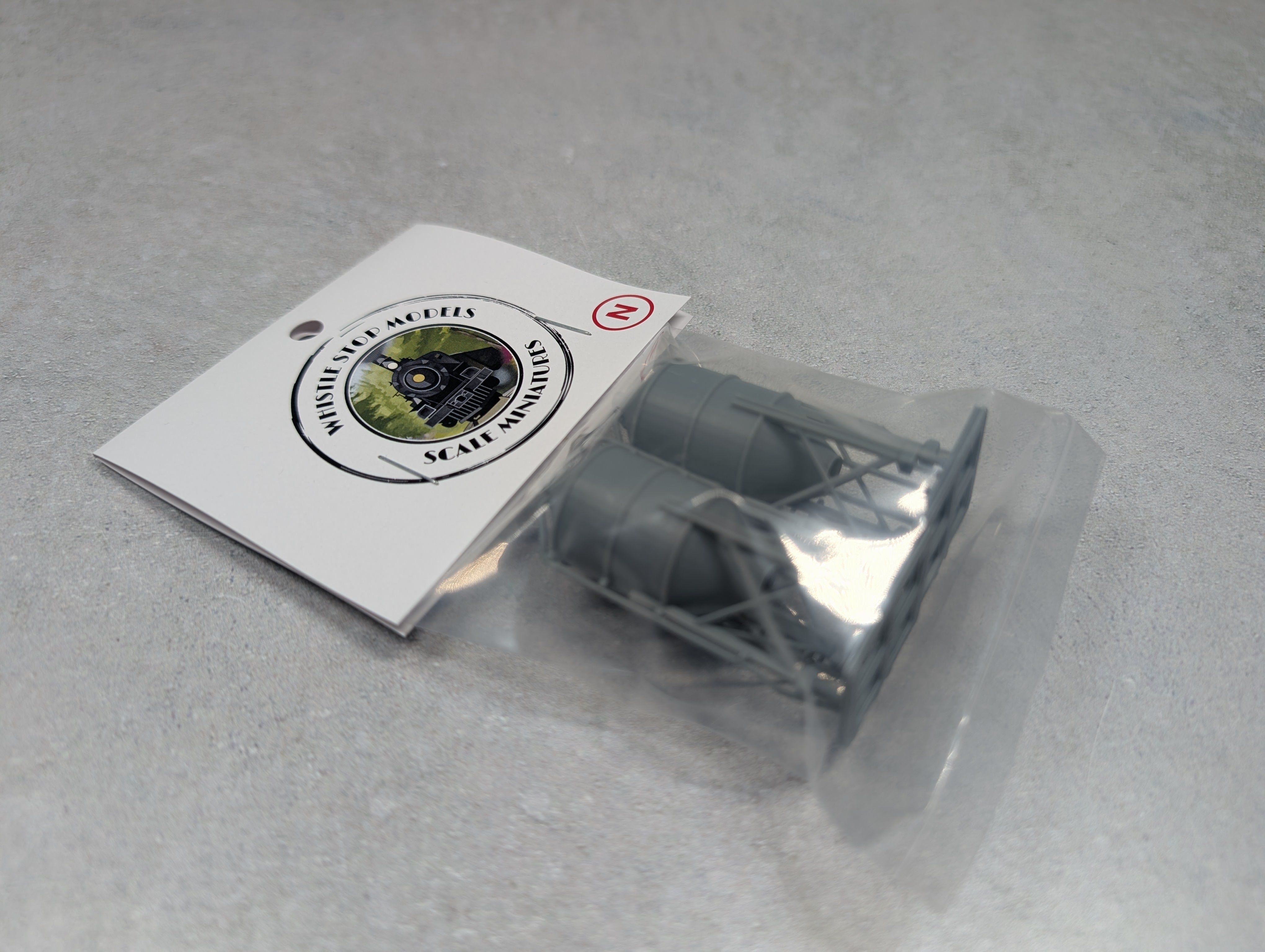 Whistle Stop Models N8002 N Scale Pair of Feed Bins, Resin 3D Printed, Highly Detailed