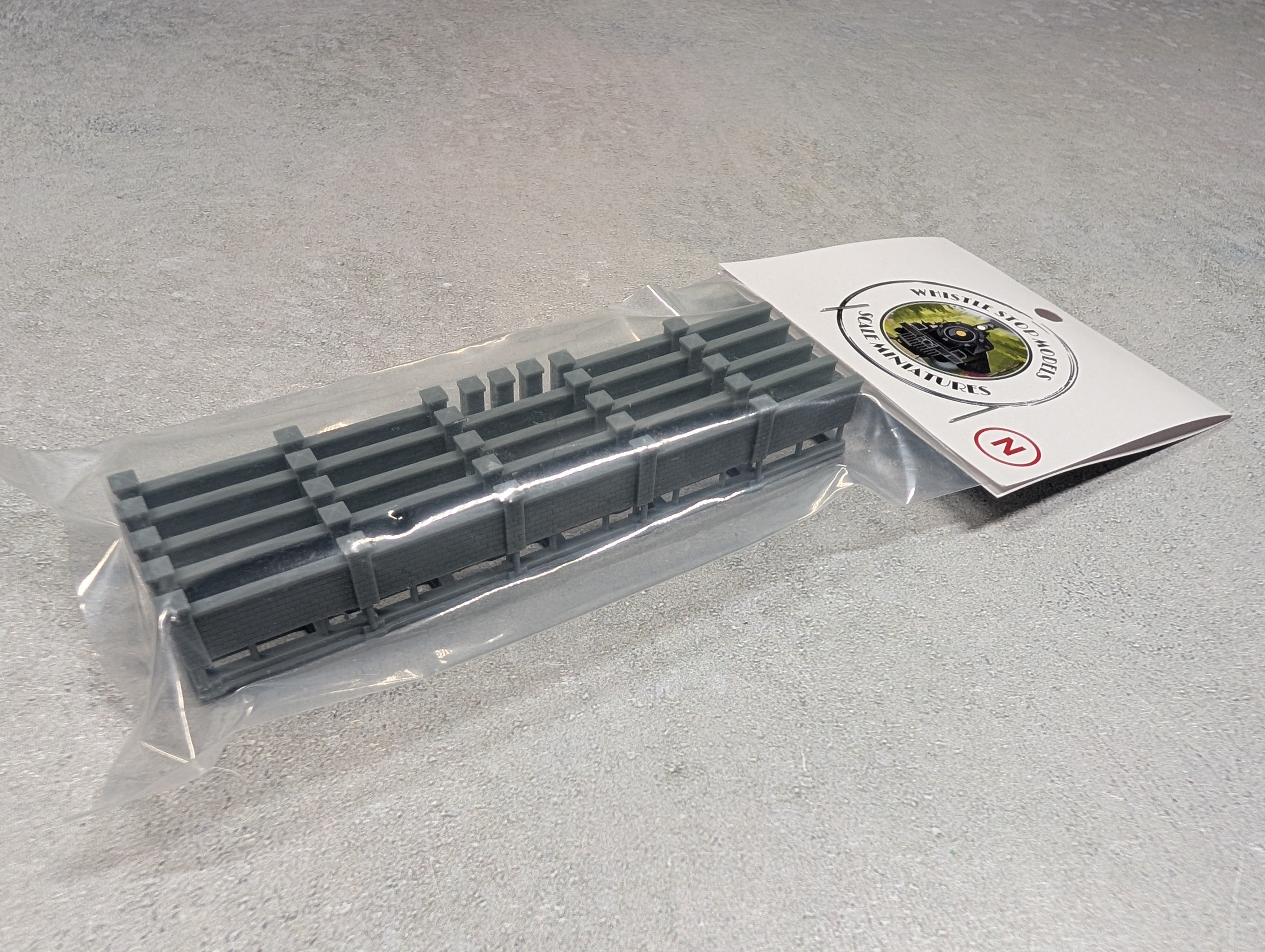 Whistle Stop Models N2000 N Scale Brick Wall Fence, Resin 3D Printed, Highly Detailed