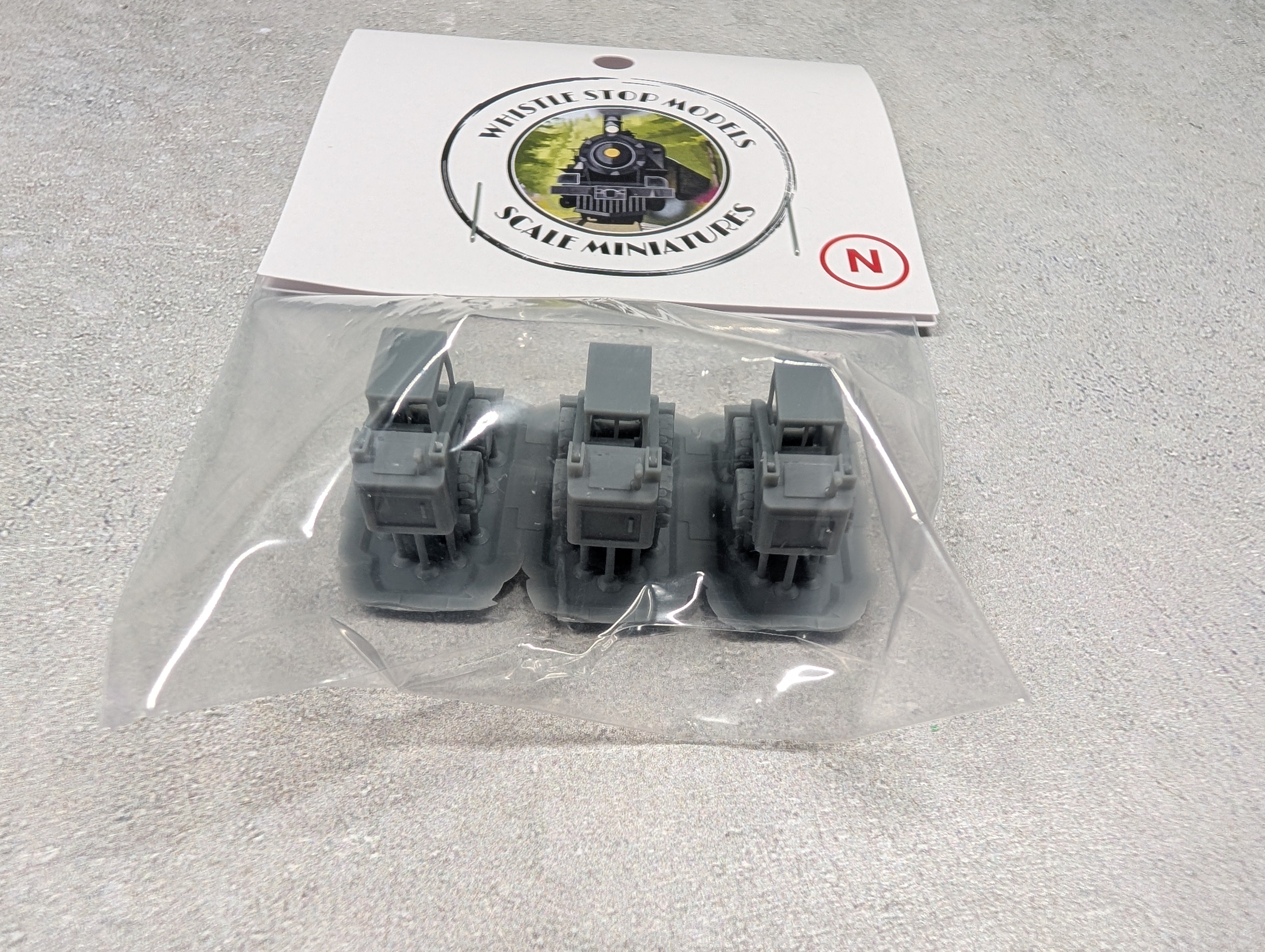 Whistle Stop Models N9006 N Scale 3 Skid Loaders, Resin 3D Printed, Highly Detailed