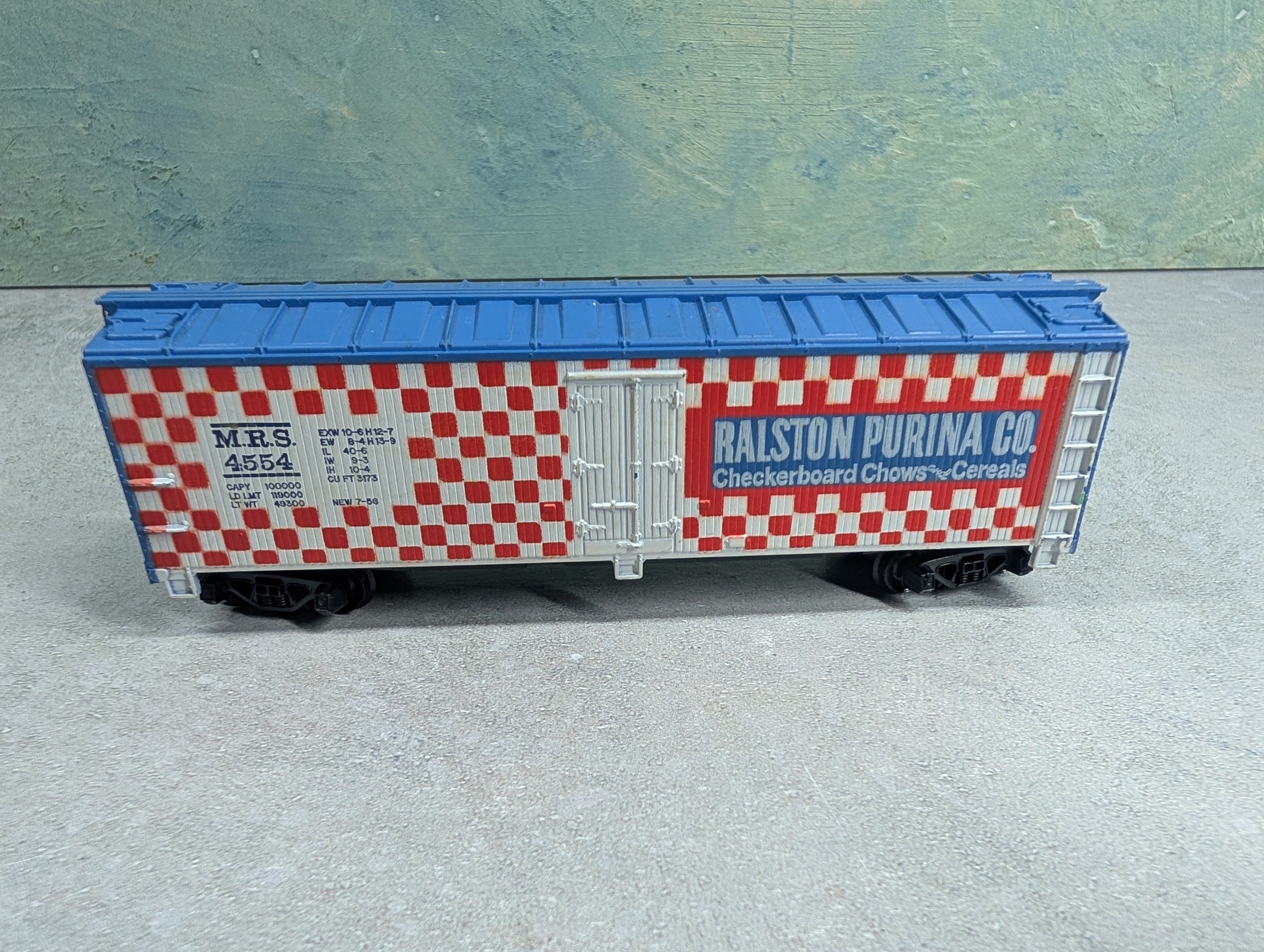 USED Tyco HO Scale 40' Wooden Box Car Ralston Purina MRS #4554