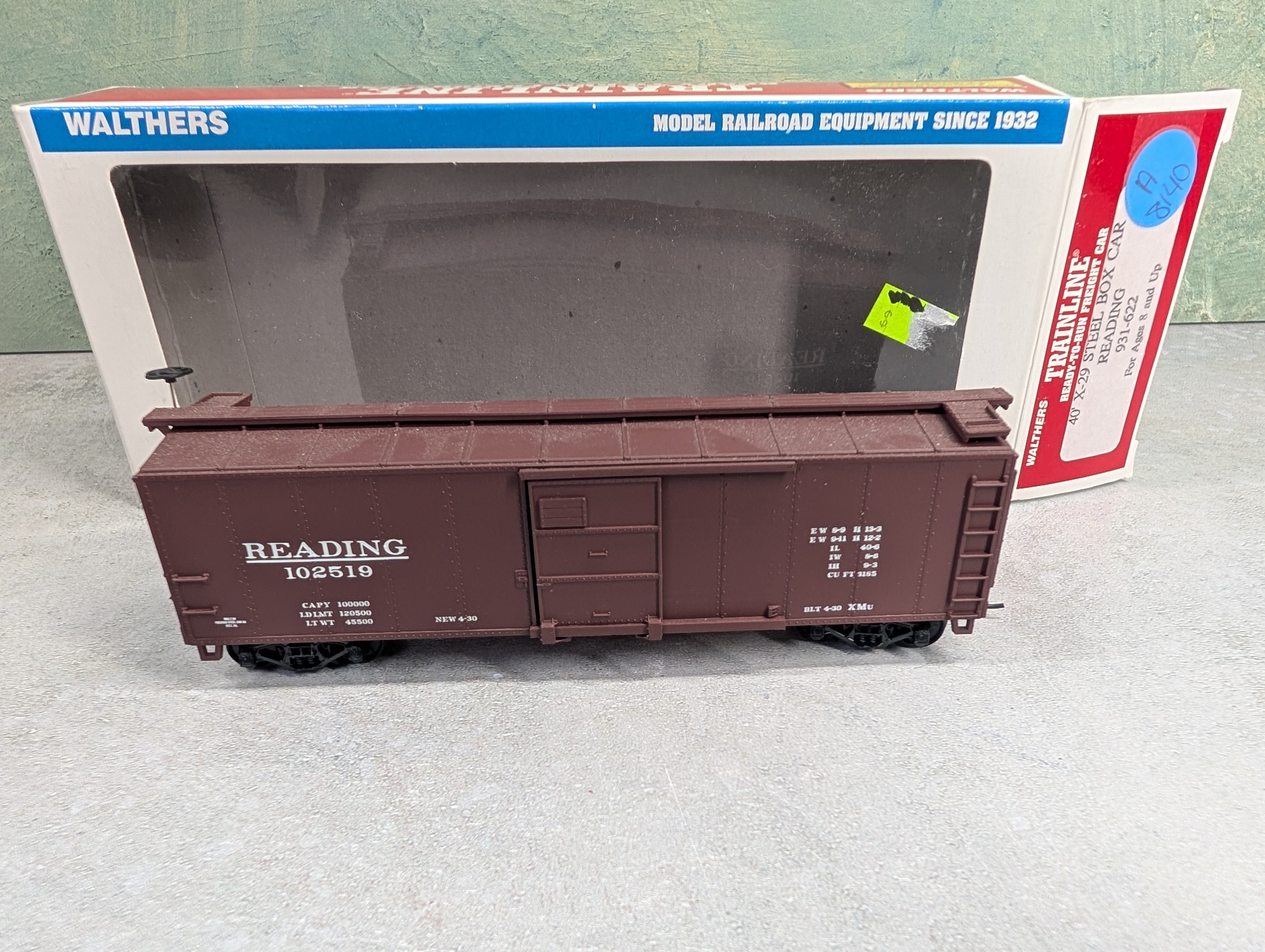 USED Walthers 931-622 HO Scale 40' X-29 Steel Box Car Reading #102519