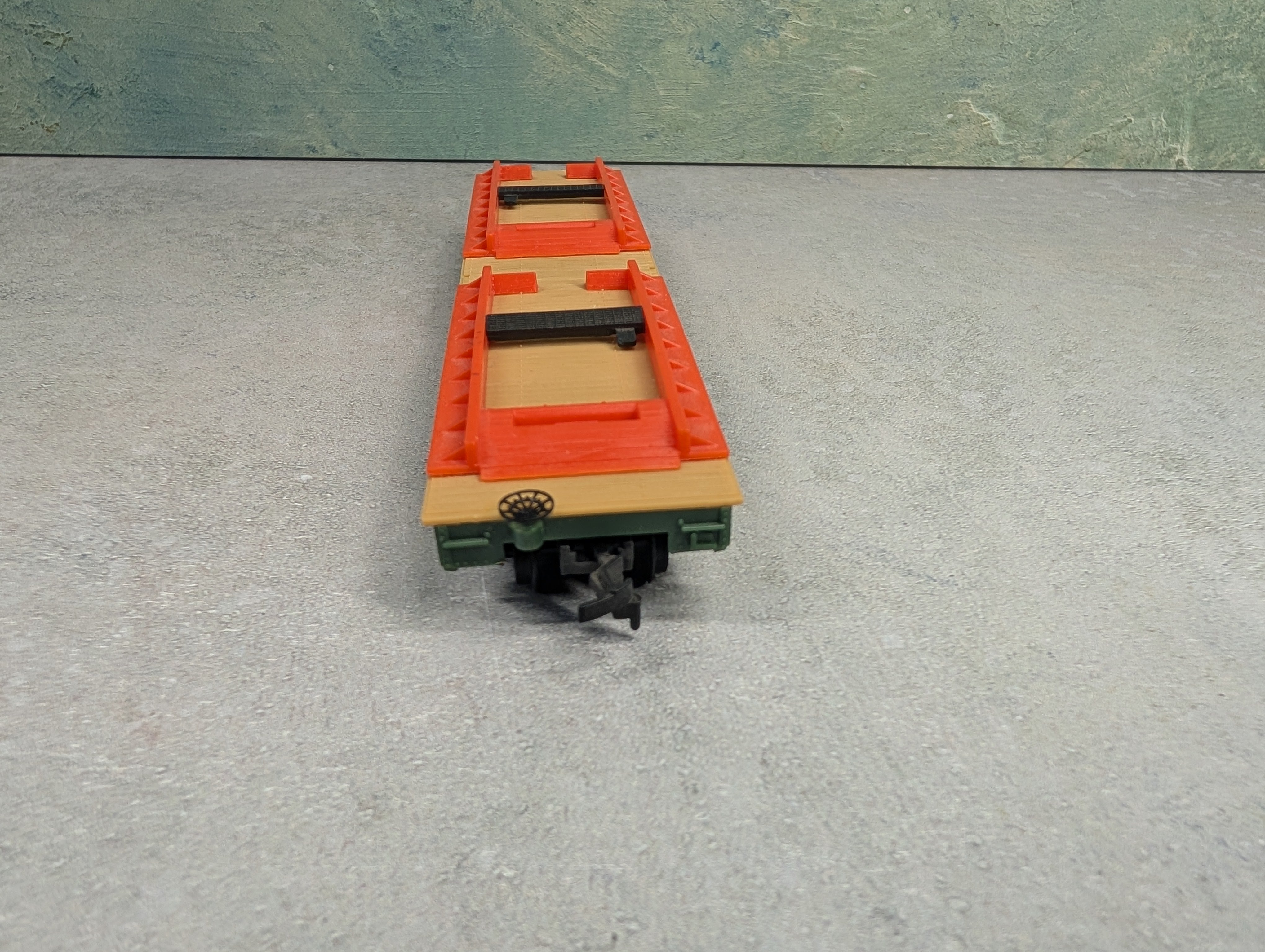 USED Tyco HO Scale 50' Flat Car Santa Fe ATSF #90806 w/ Int Forwarding Trailers