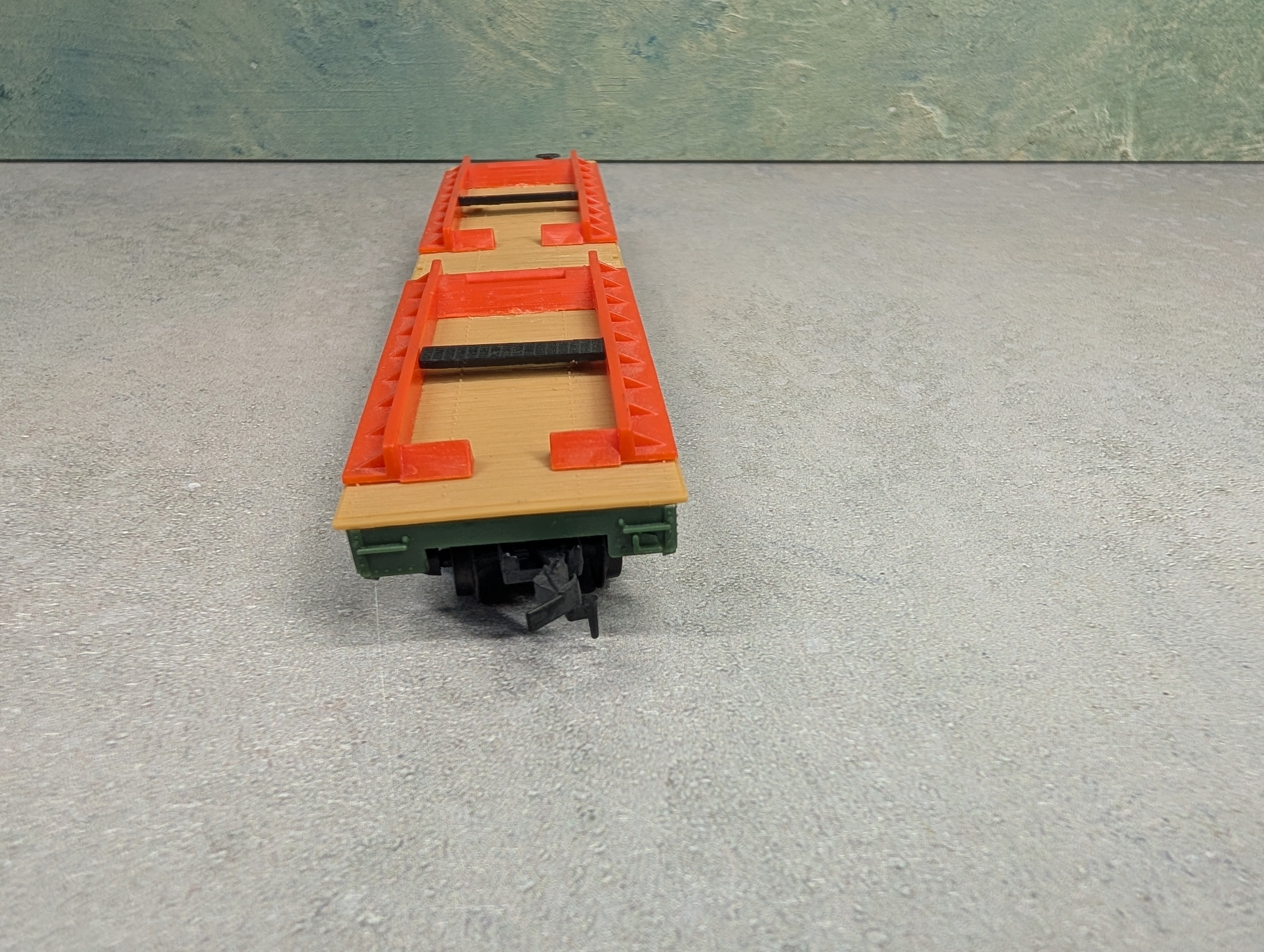 USED Tyco HO Scale 50' Flat Car Santa Fe ATSF #90806 w/ Int Forwarding Trailers