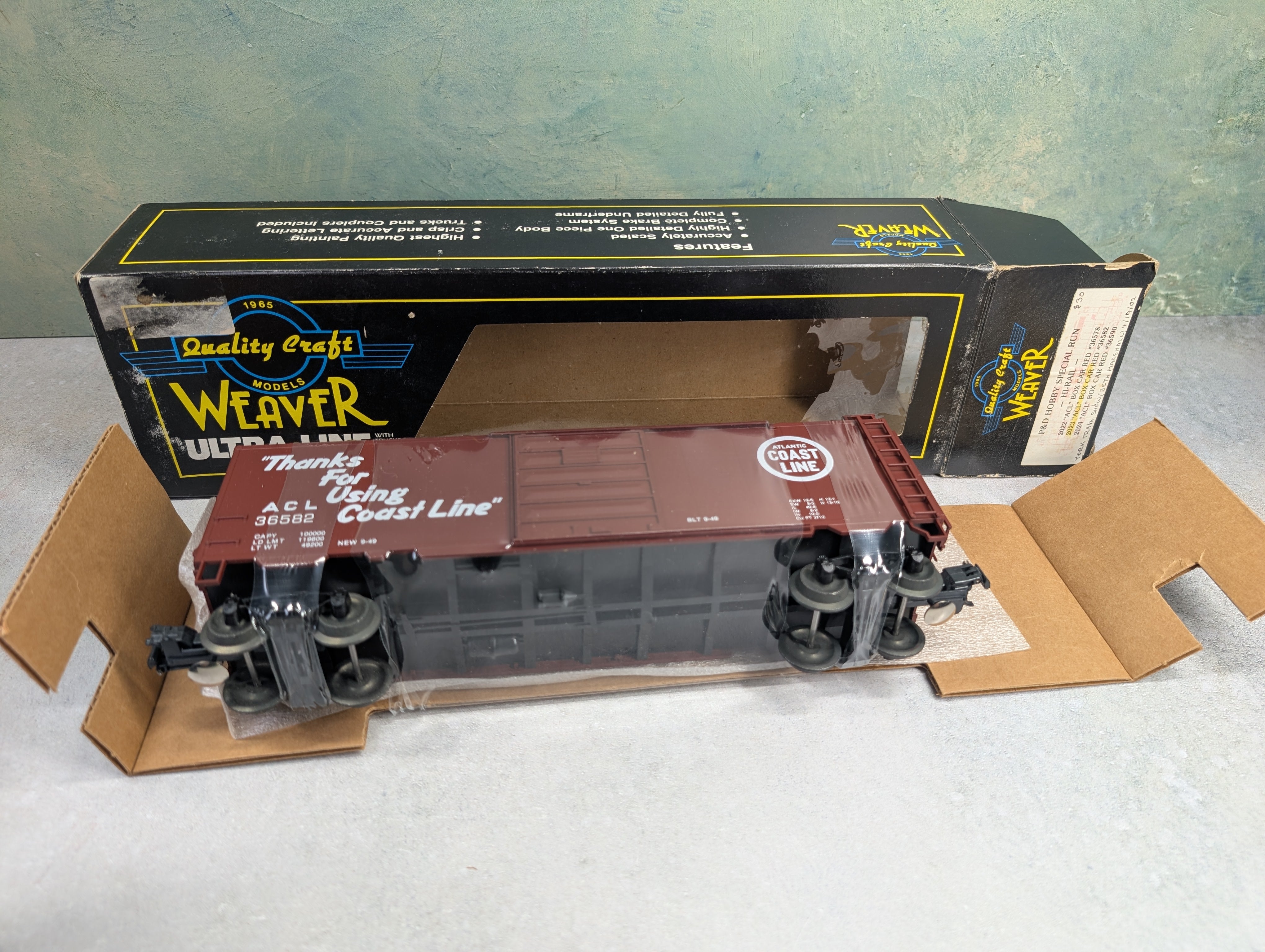 USED Weaver 2023 O 40' Box Car Atlantic Coast Line ACL #36582 P&D Custom Car - Hi-Rail