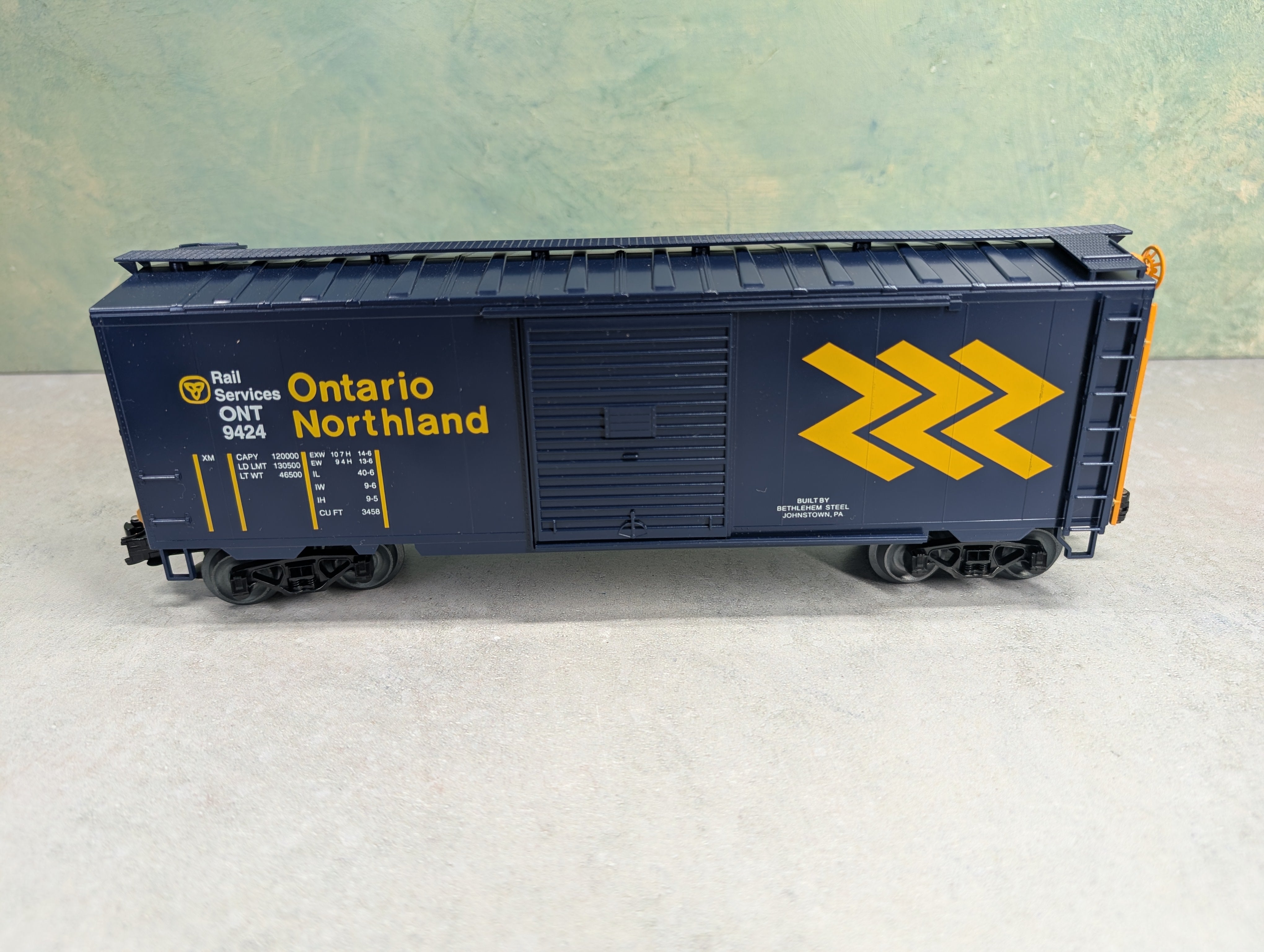 USED Weaver O 40' PS-1 Box Car Ontario Northland ONT #9424 3 Rail Custom Car