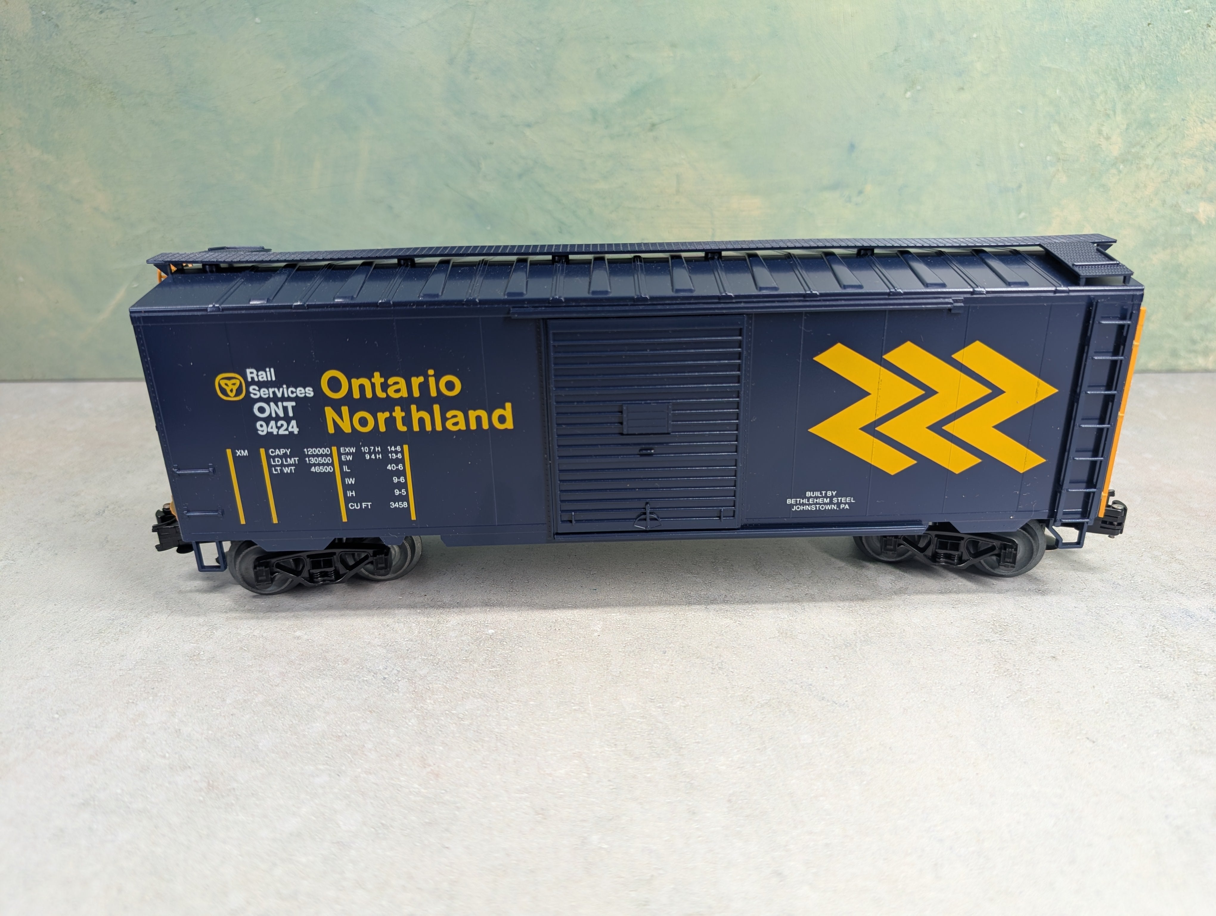USED Weaver O 40' PS-1 Box Car Ontario Northland ONT #9424 3 Rail Custom Car
