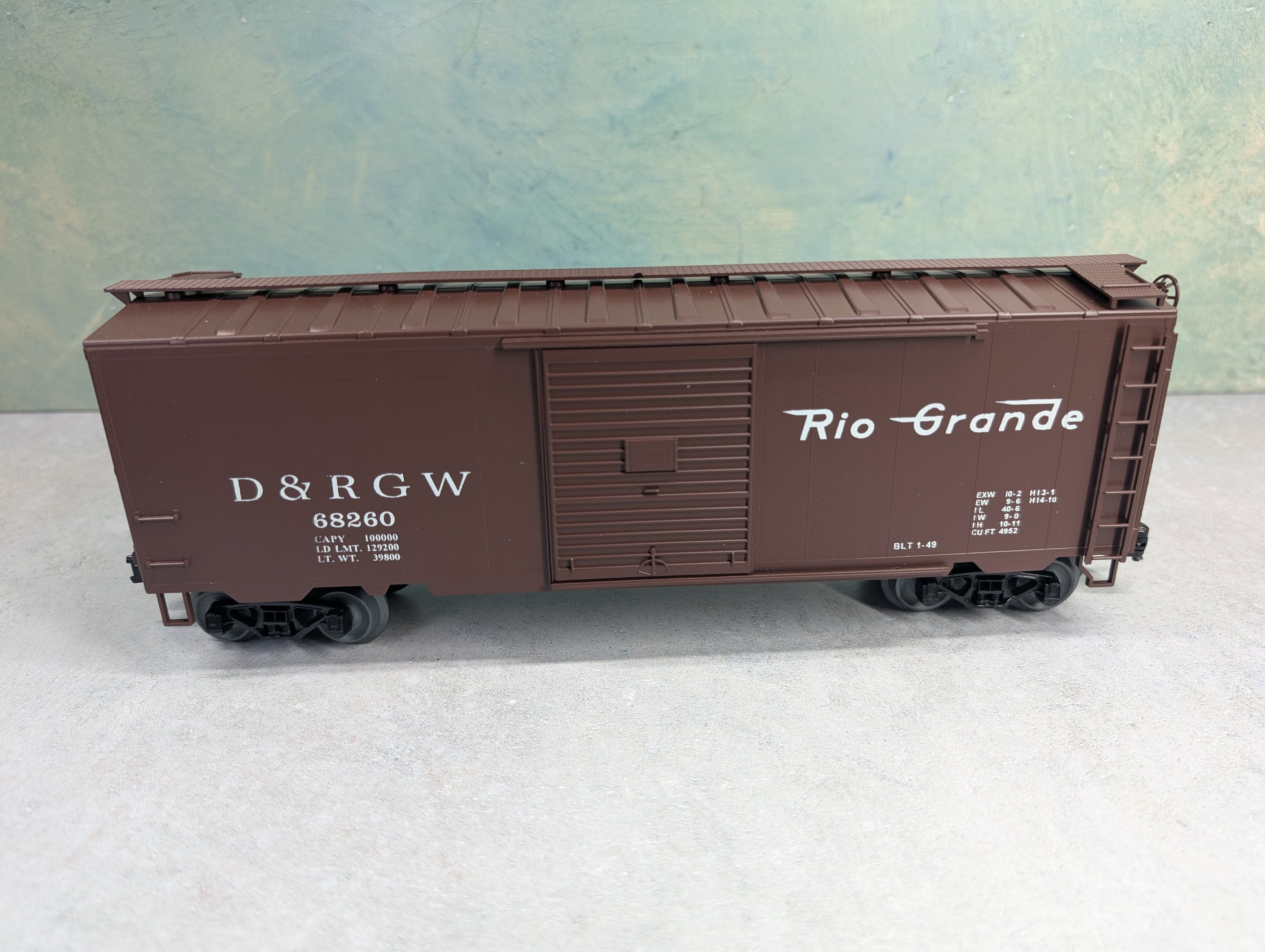 USED Weaver O 40' Box Car Rio Grande D&RGW #68260 3 Rail Custom Car