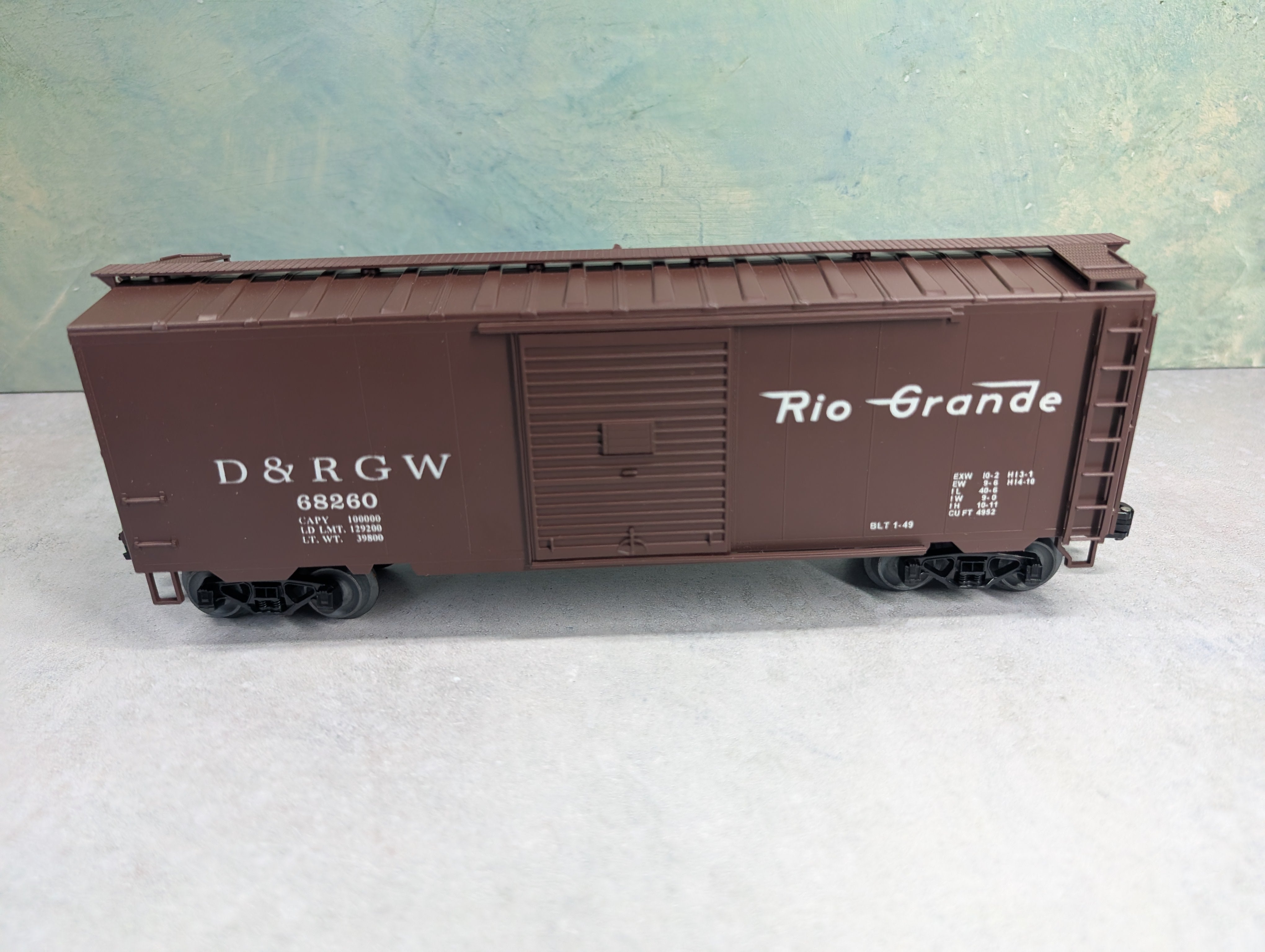 USED Weaver O 40' Box Car Rio Grande D&RGW #68260 3 Rail Custom Car