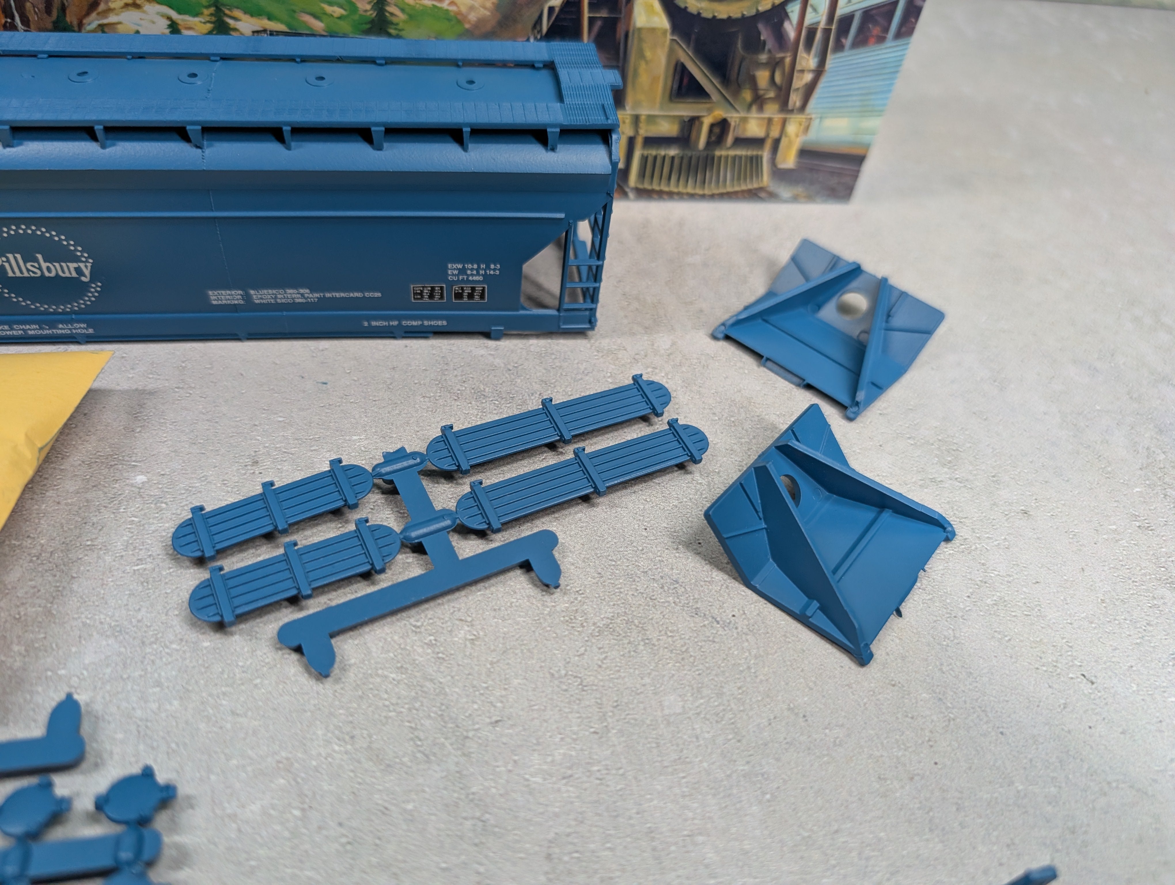 USED Athearn 1966 HO Scale 55' ACF Center-Flow Hopper Pillsbury PBLX #201788 Bev-Bel, Circle Dot Herald KIT