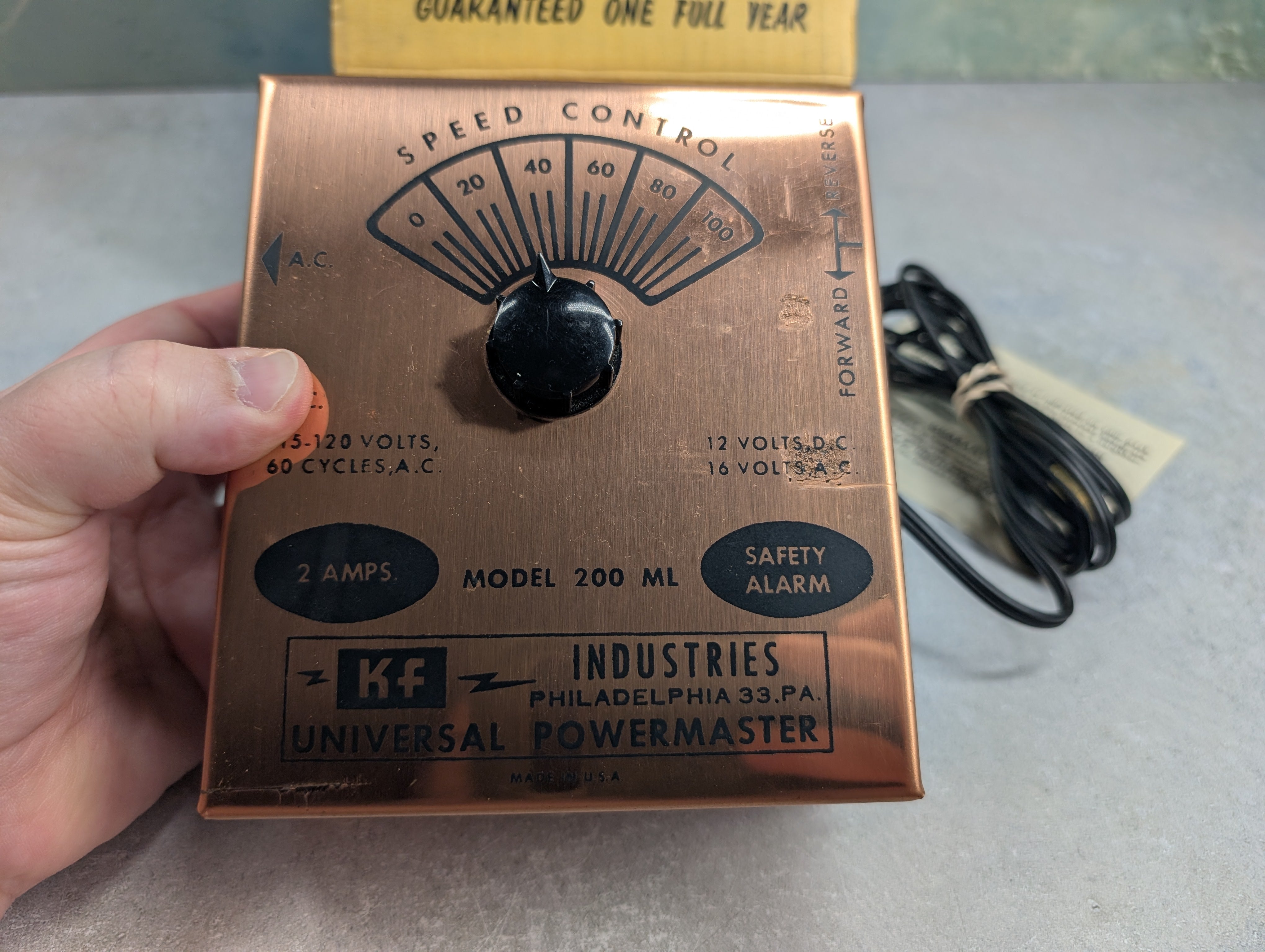 USED KF Industries HO Scale 2 Amp DC Hobby Transformer, Power Pack