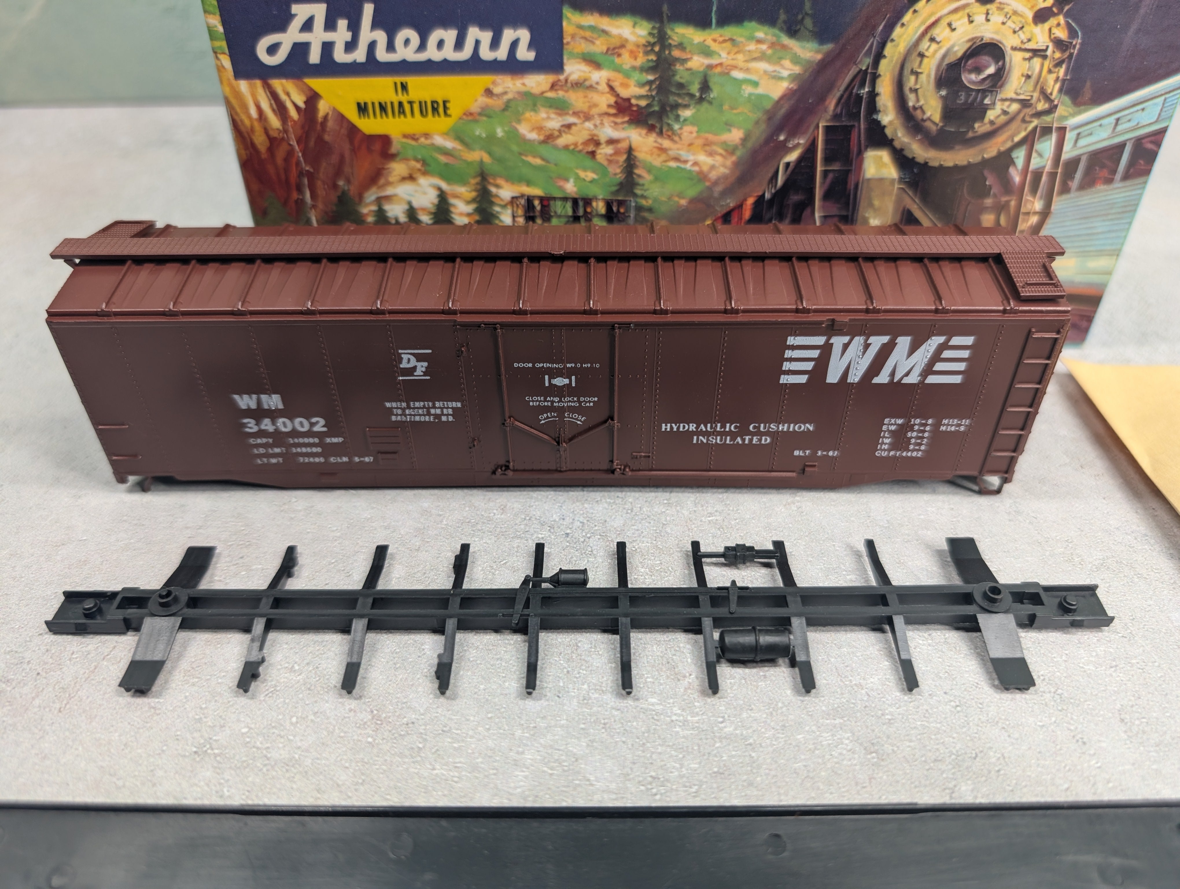 USED Athearn HO Scale 50' PD Box Car Western Maryland WM #34002 Bev-Bel KIT