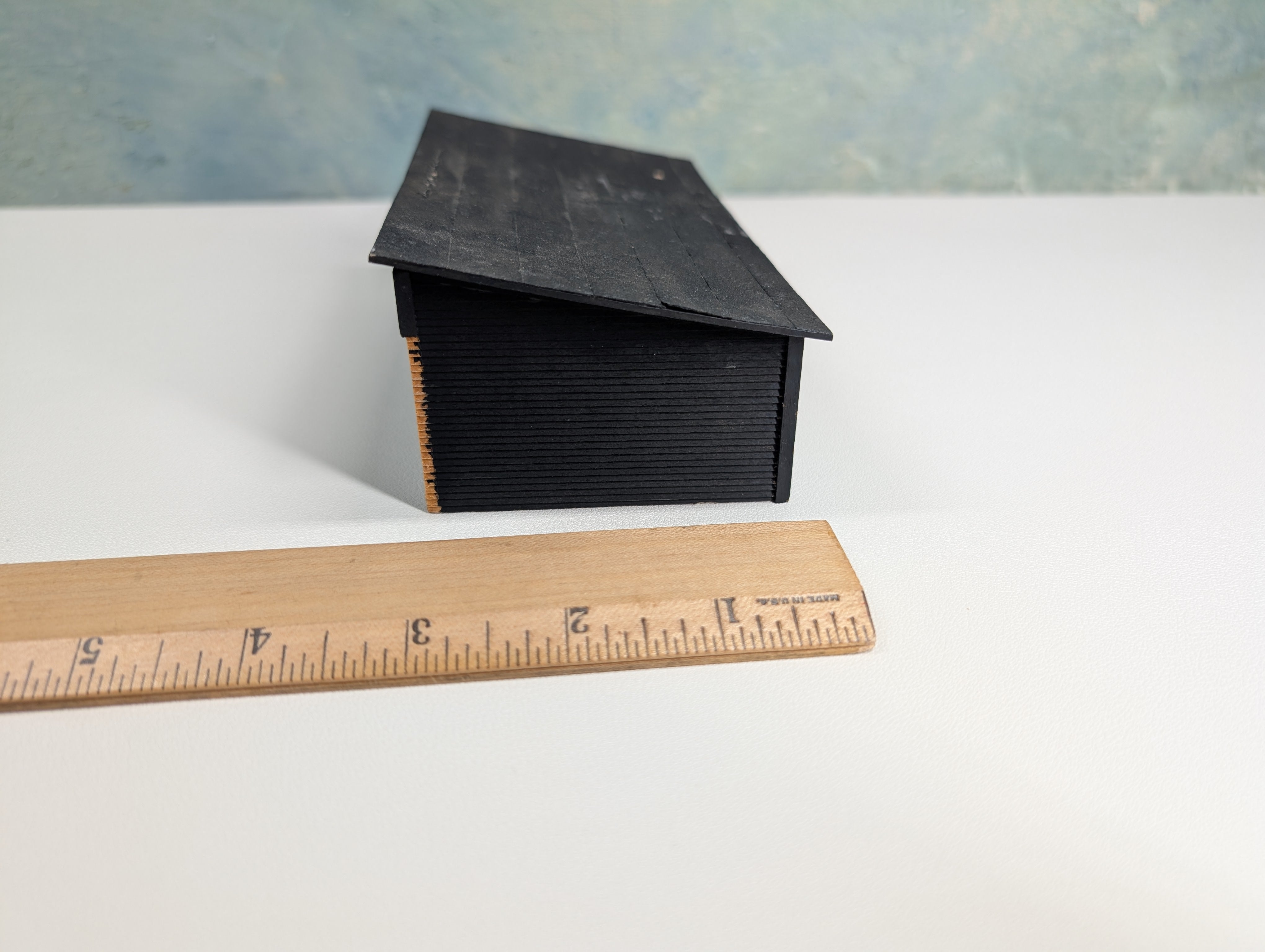 USED HO Scale Black Scratch Built Open Garage, Storage for Large Equipment