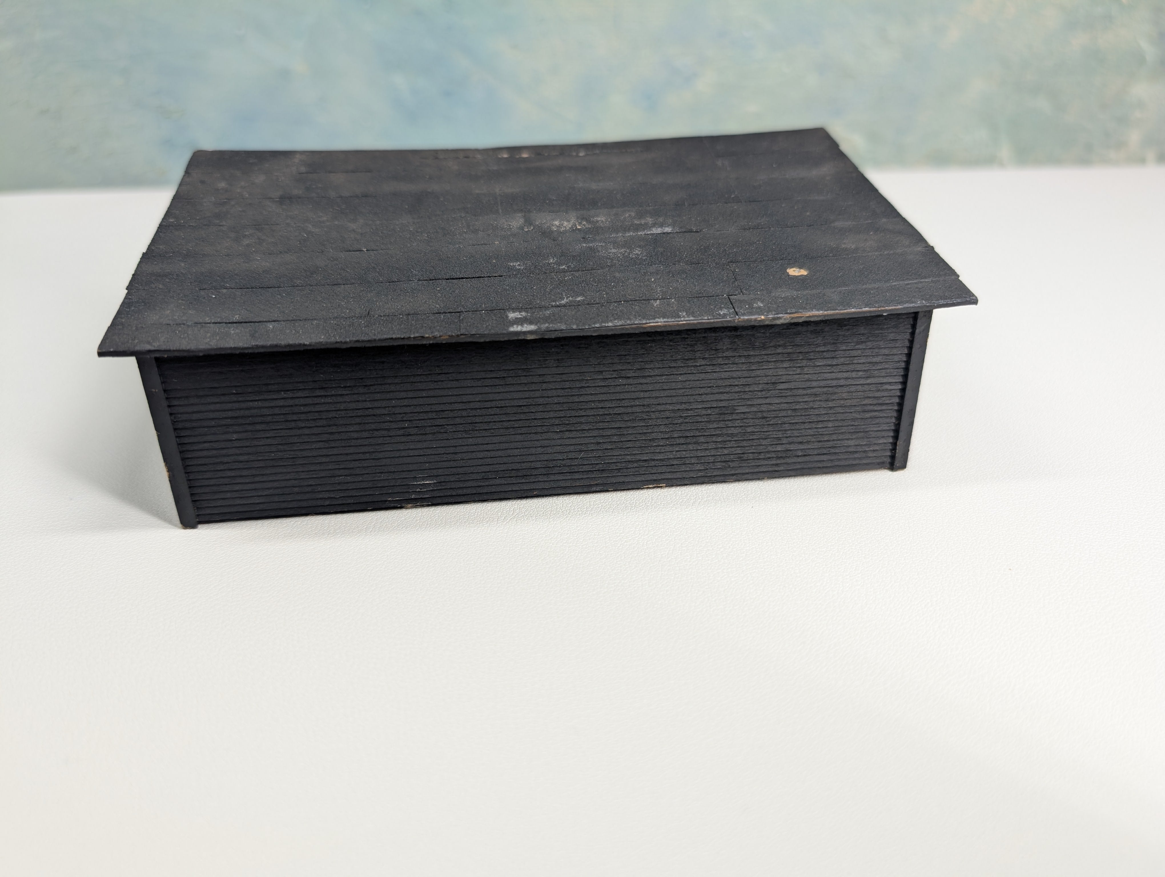 USED HO Scale Black Scratch Built Open Garage, Storage for Large Equipment