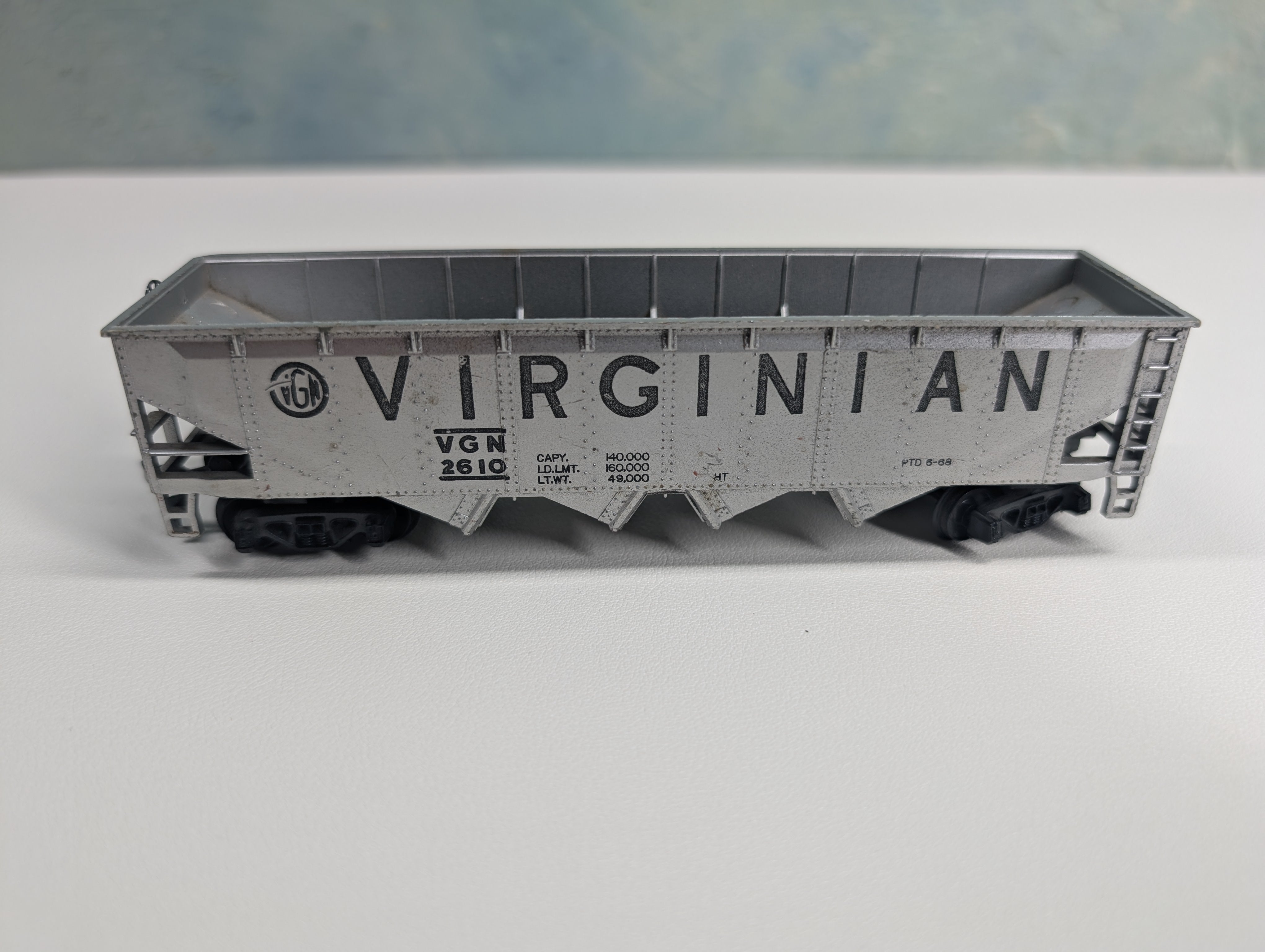 USED Tyco HO Scale Quad Hopper Virginian VGN #2610