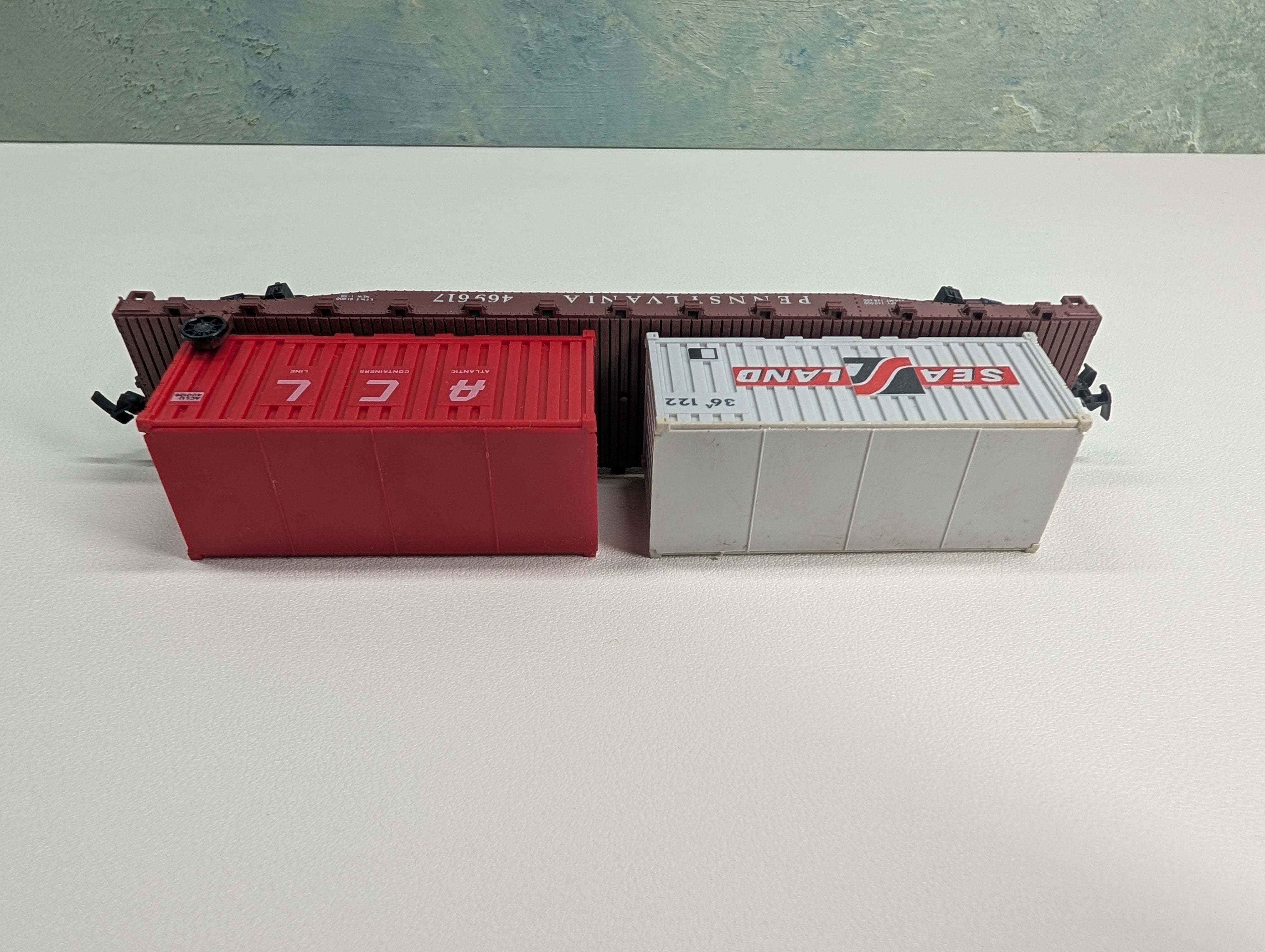 USED AHM 5335B HO Scale Flat Car w/ Containers Pennsylvania #469617