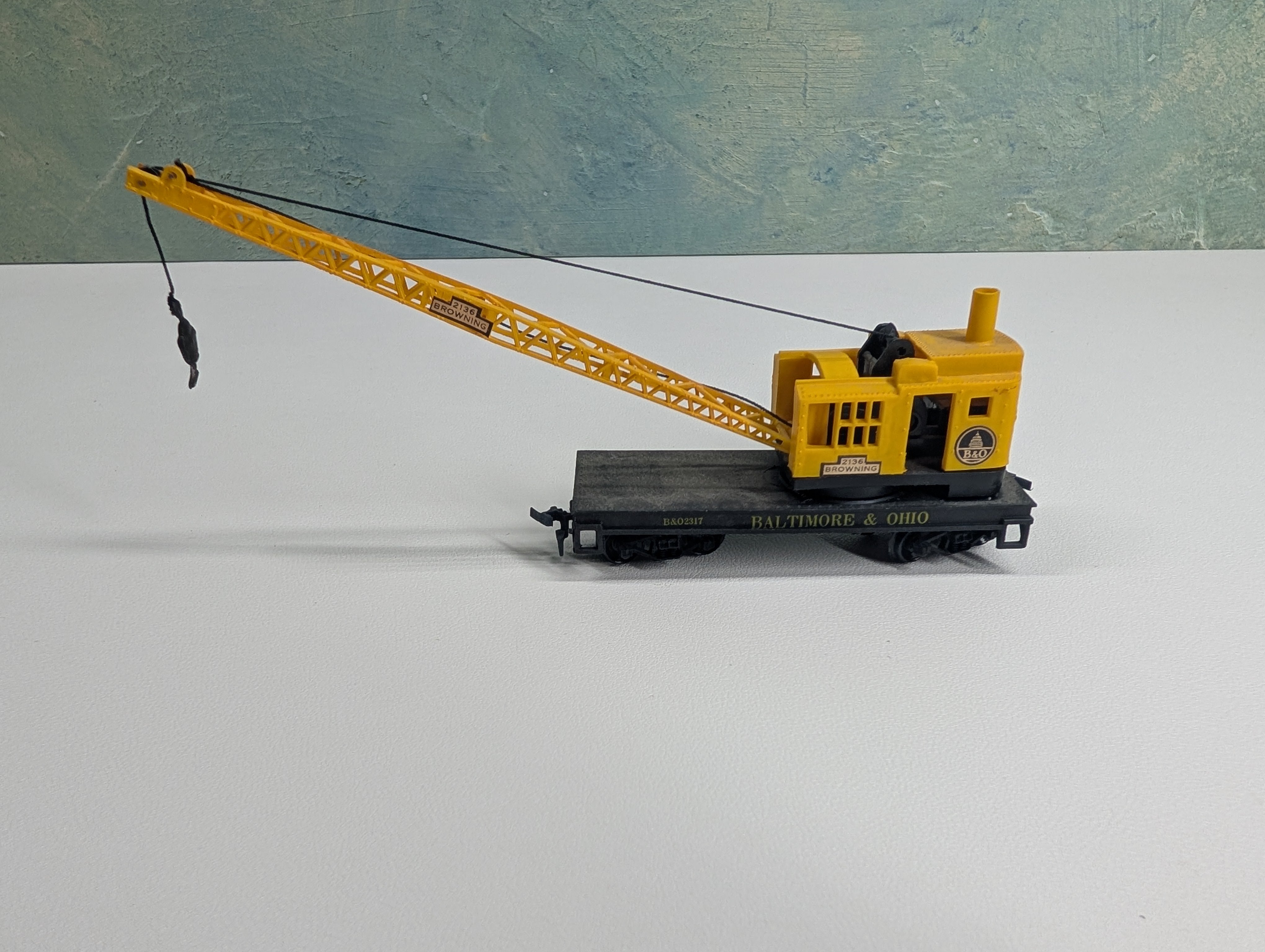 USED Life-Like 8528 HO Scale Crane Car w/ Hook & Boom Baltimore and Ohio B&O #2317
