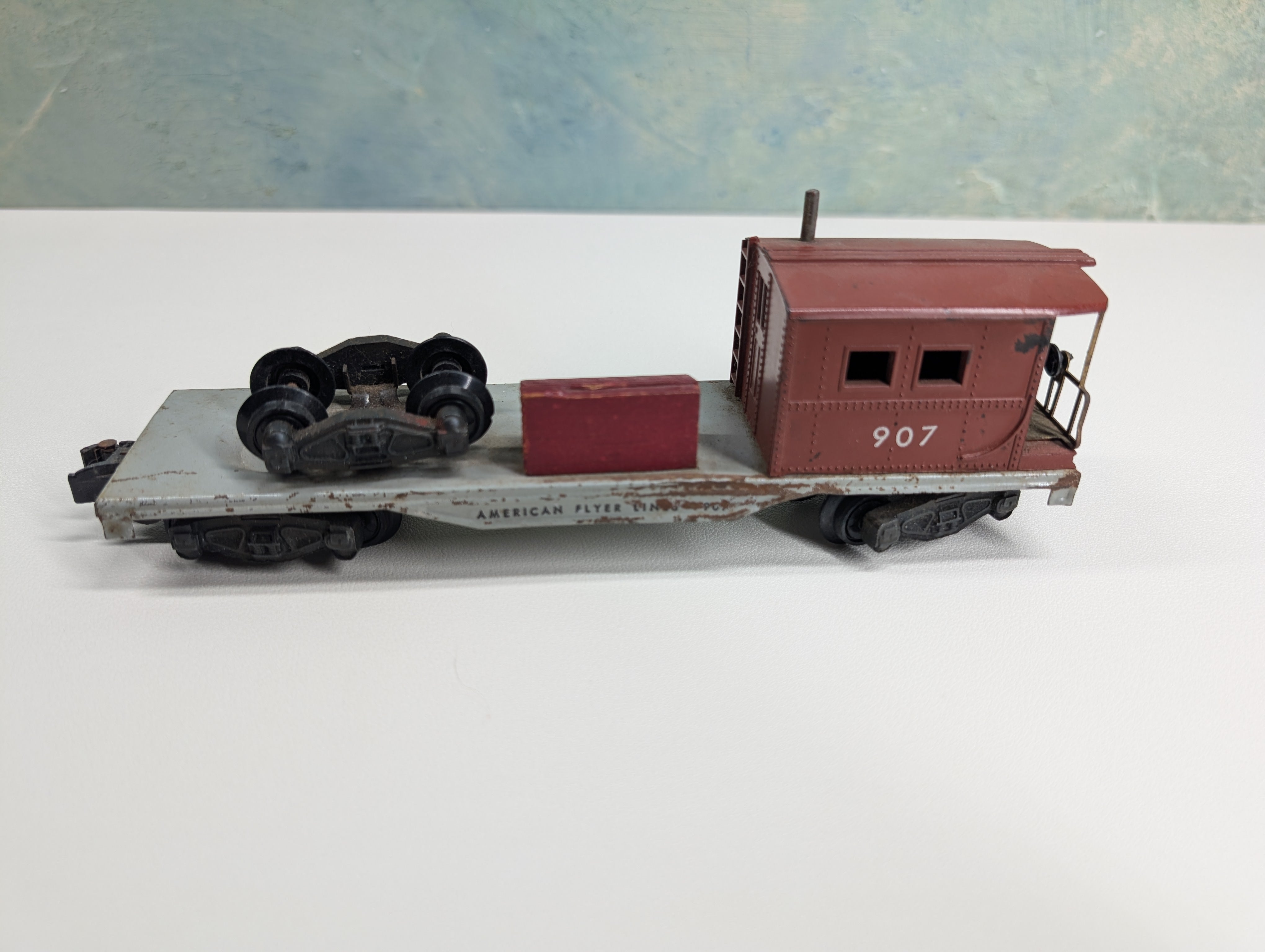 USED American Flyer S Scale Boom Car, Work Caboose #907