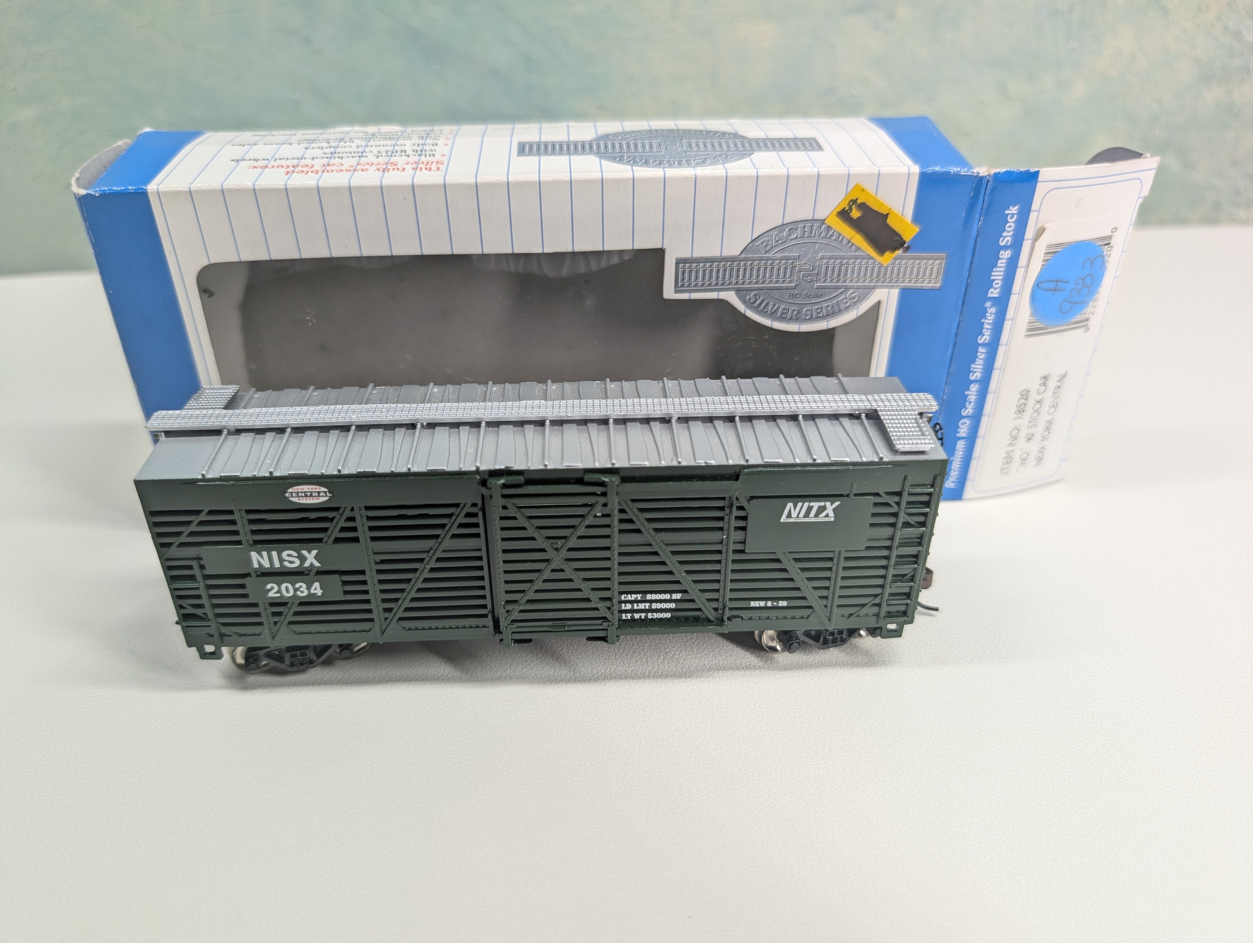 USED Bachmann 18520 HO Scale 40' Cattle Stock Car New York Central NISX #2034