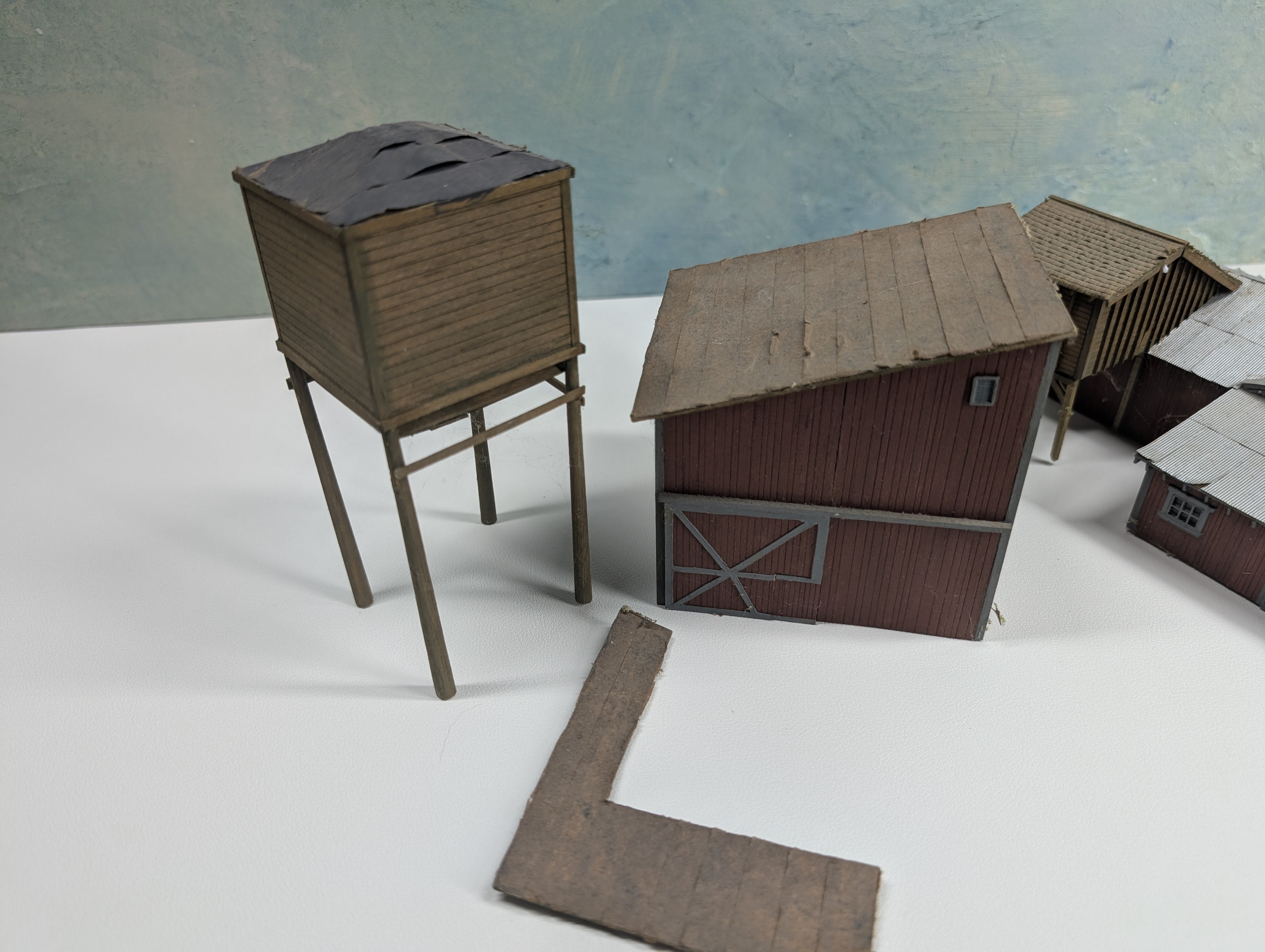 USED HO Scale Lot of Scratch Built Buildings, Barn, Tower, Scratch Built Structures