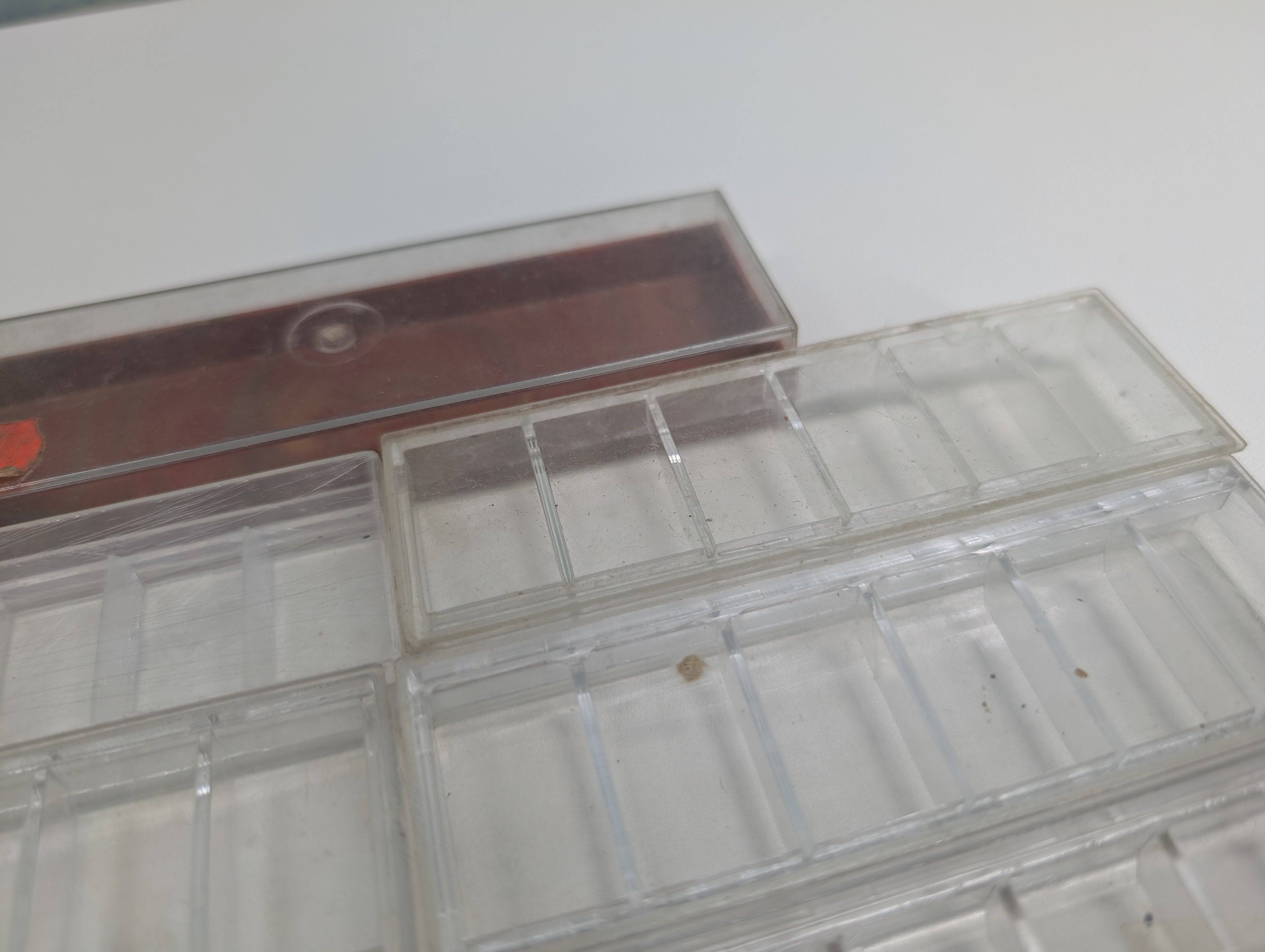USED HO Scale Empty Plastic Train Boxes for Storage (11 pcs)