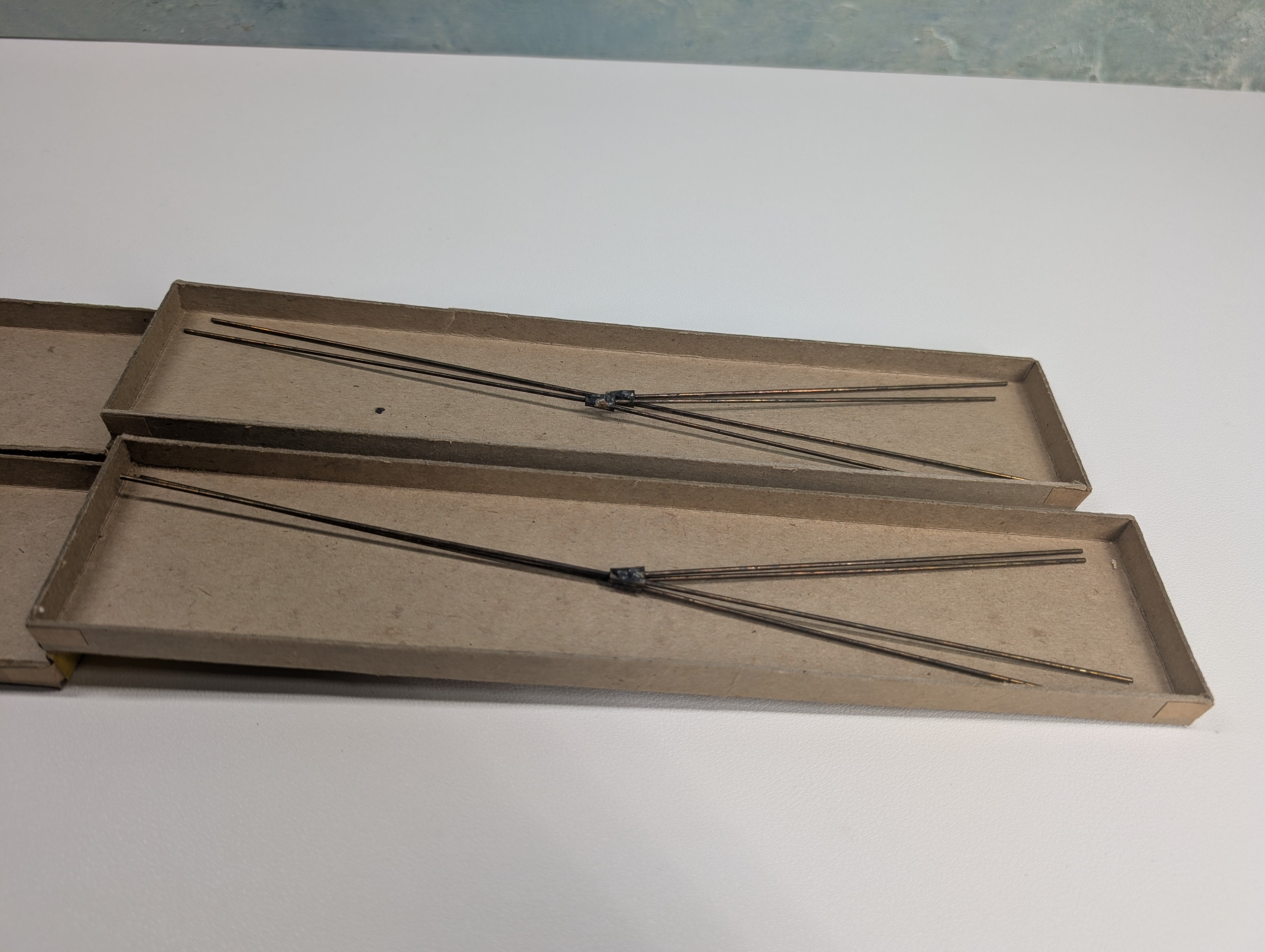 USED Pittman Electrical Developments HO Scale Brass Erect-A-Frogs (2 boxes, 4 pcs)