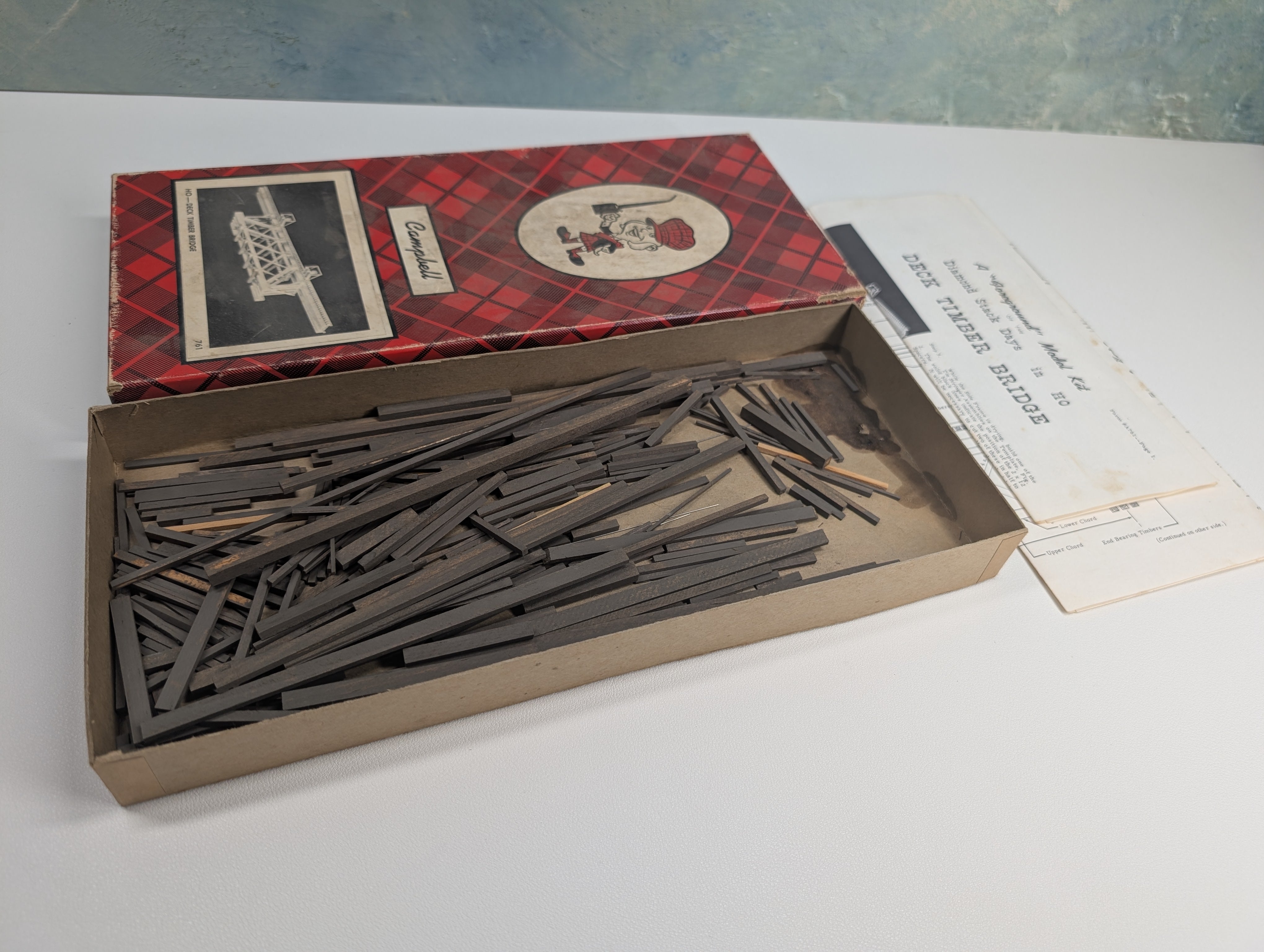 USED Campbell Scale Models #761-495 HO Scale Deck Timber Bridge KIT