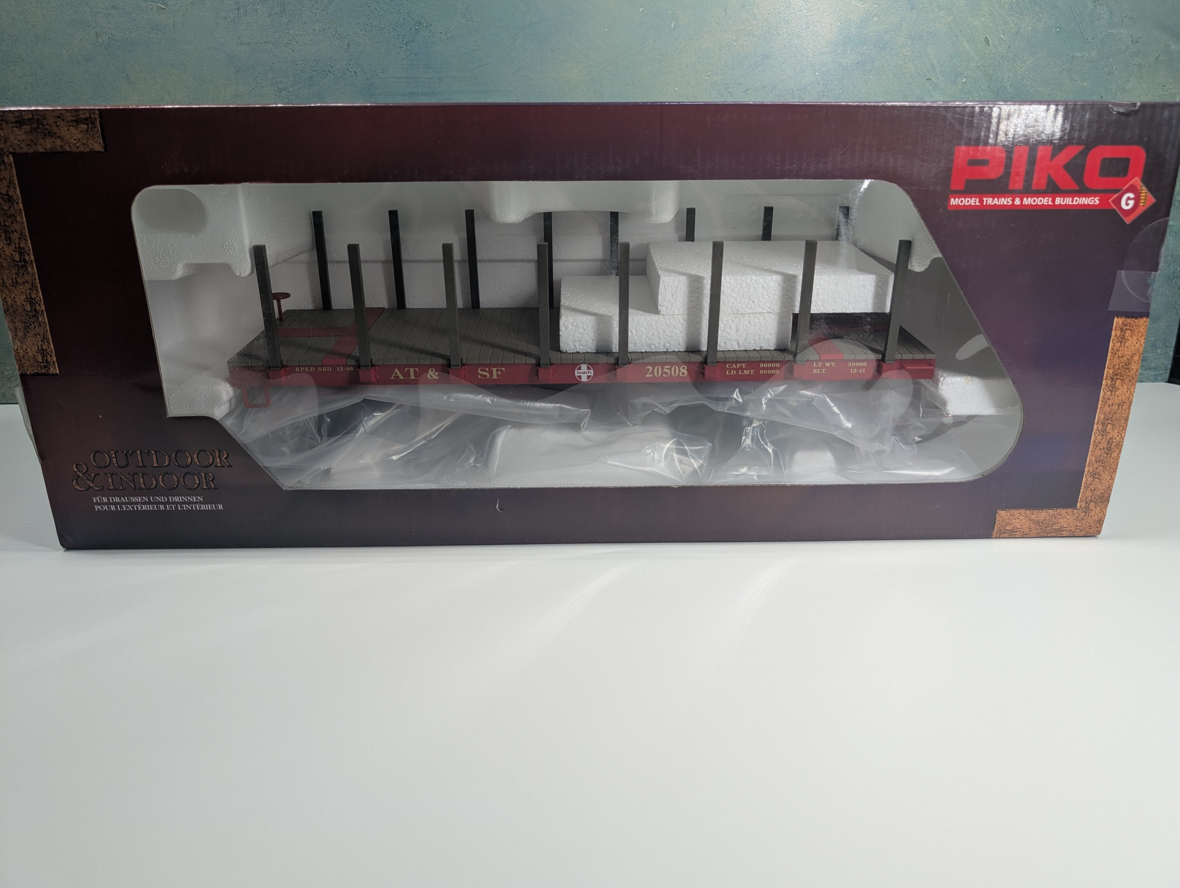 USED Piko 38700 G Scale Flat Car with Stakes Santa Fe ATSF #20508