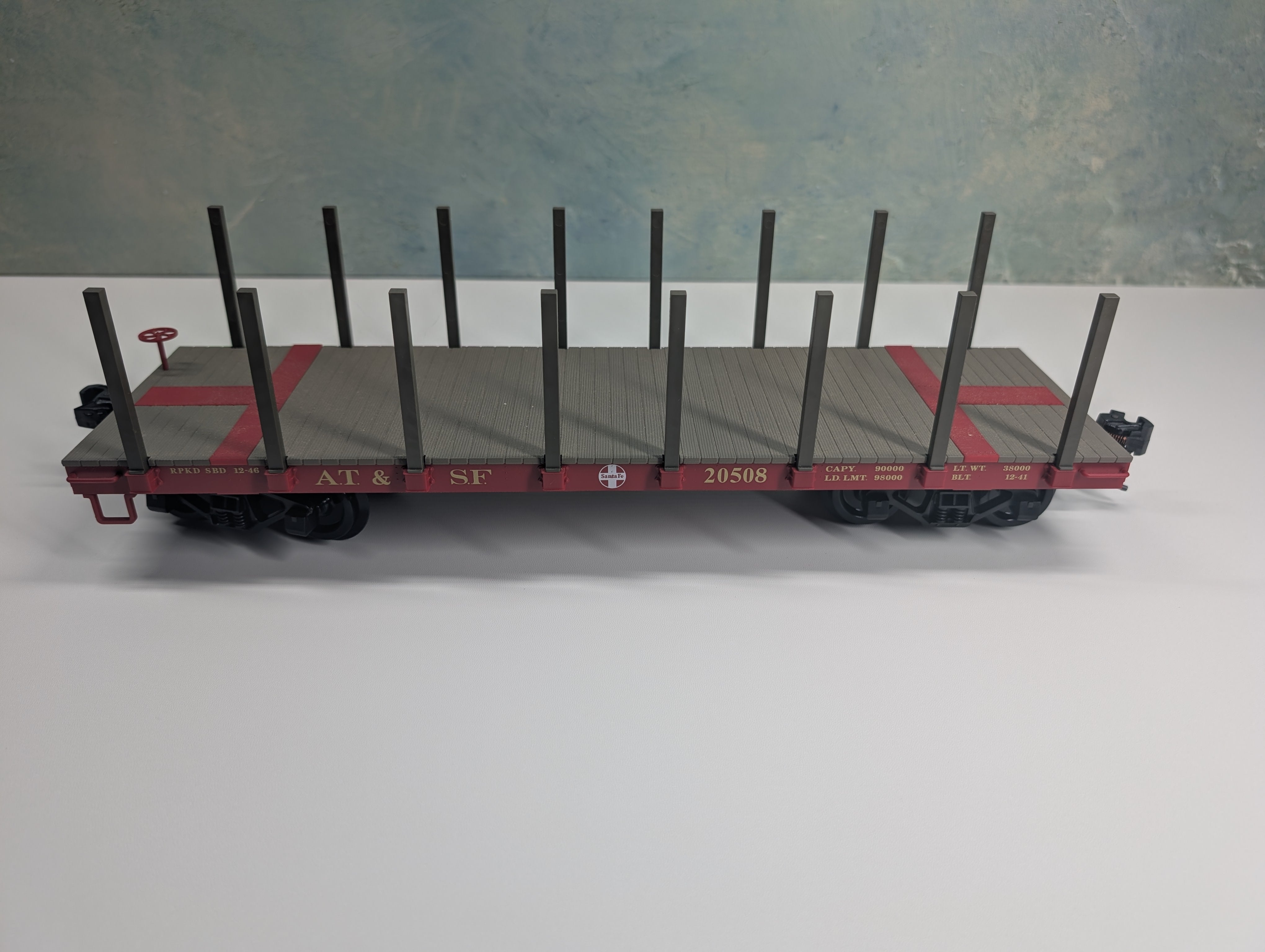 USED Piko 38700 G Scale Flat Car with Stakes Santa Fe ATSF #20508