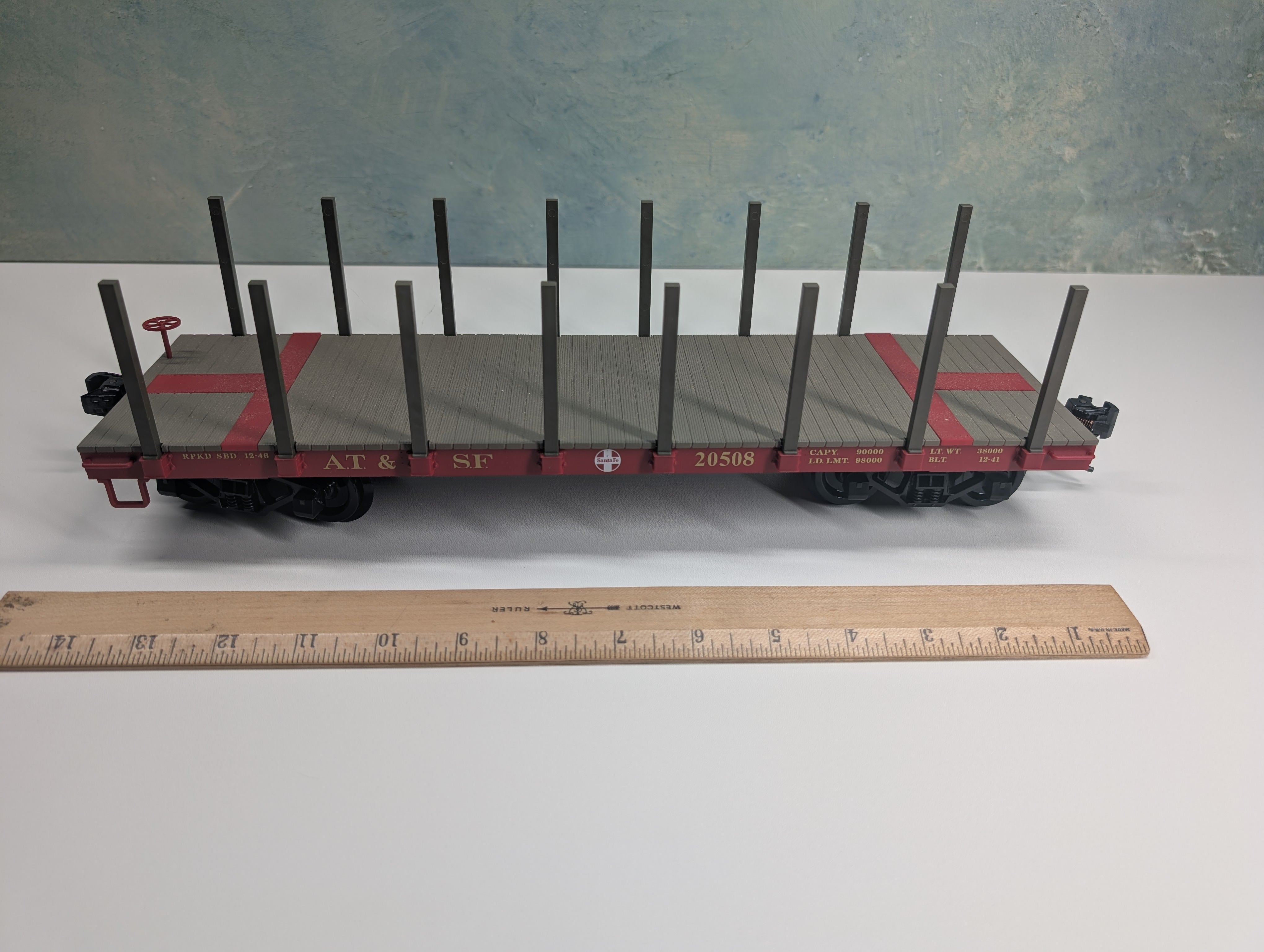 USED Piko 38700 G Scale Flat Car with Stakes Santa Fe ATSF #20508