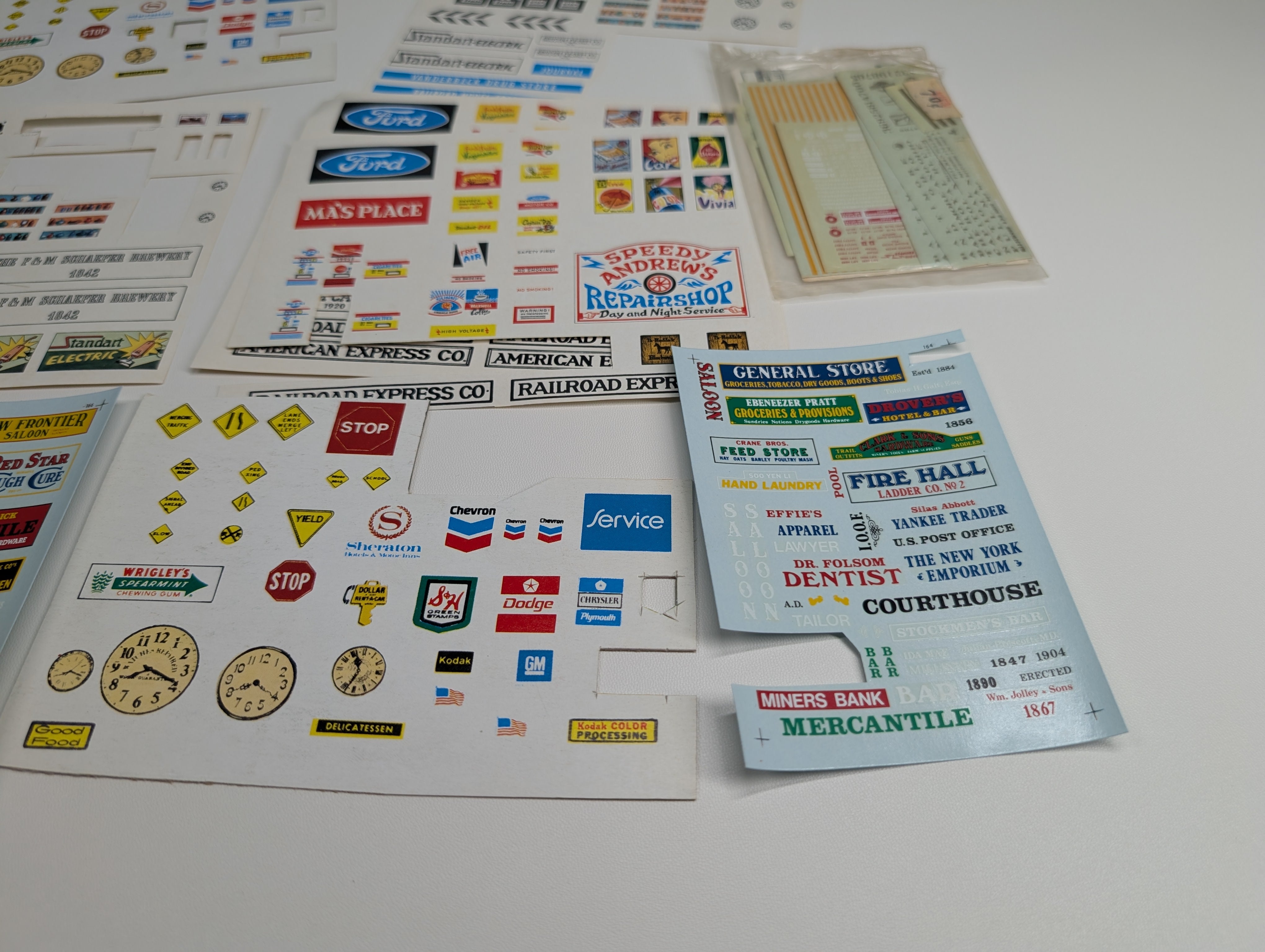 USED HO Scale Billboard Style Decals & Cardboard Cutouts for Layout Signs & Buildings