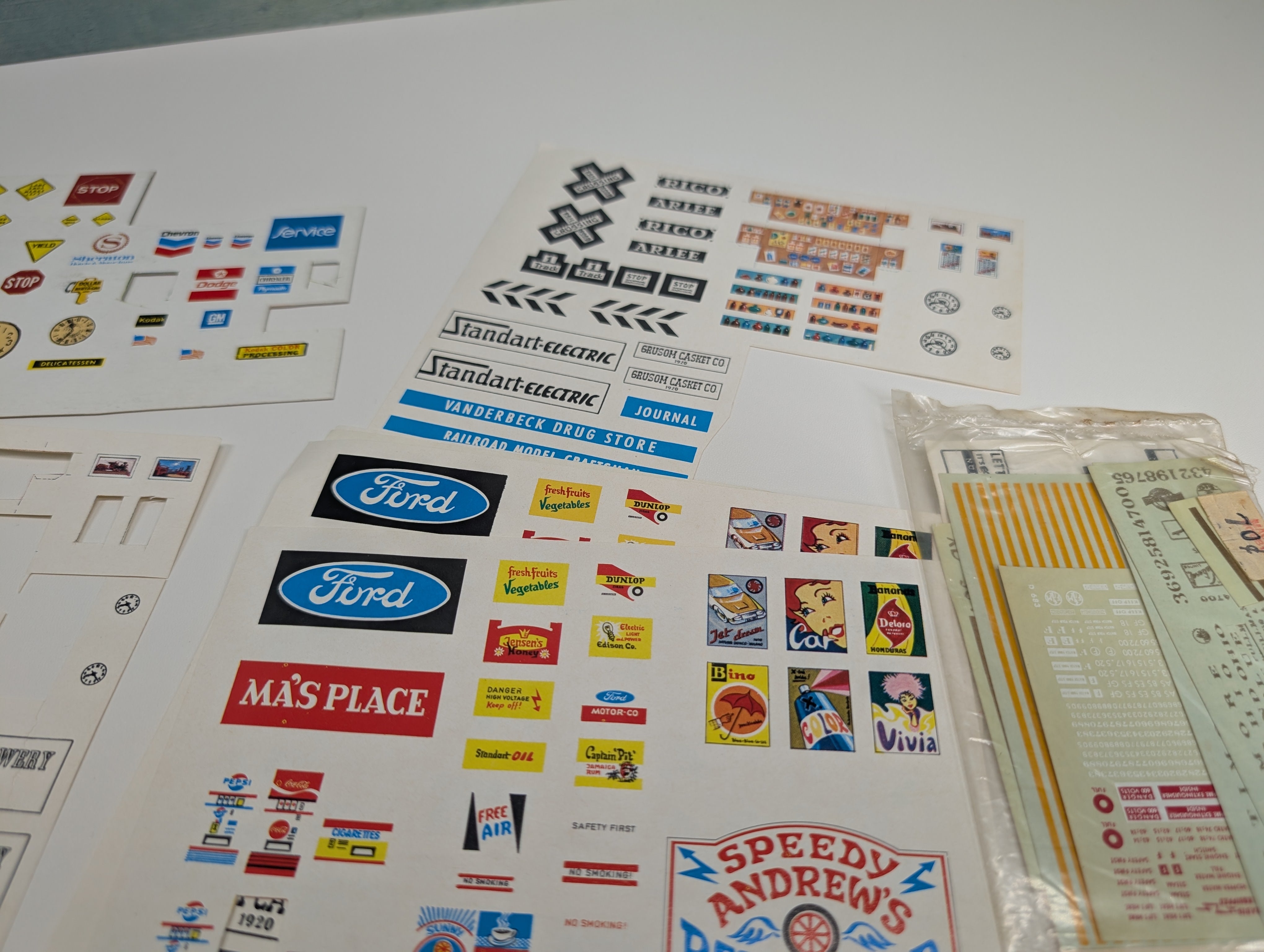 USED HO Scale Billboard Style Decals & Cardboard Cutouts for Layout Signs & Buildings