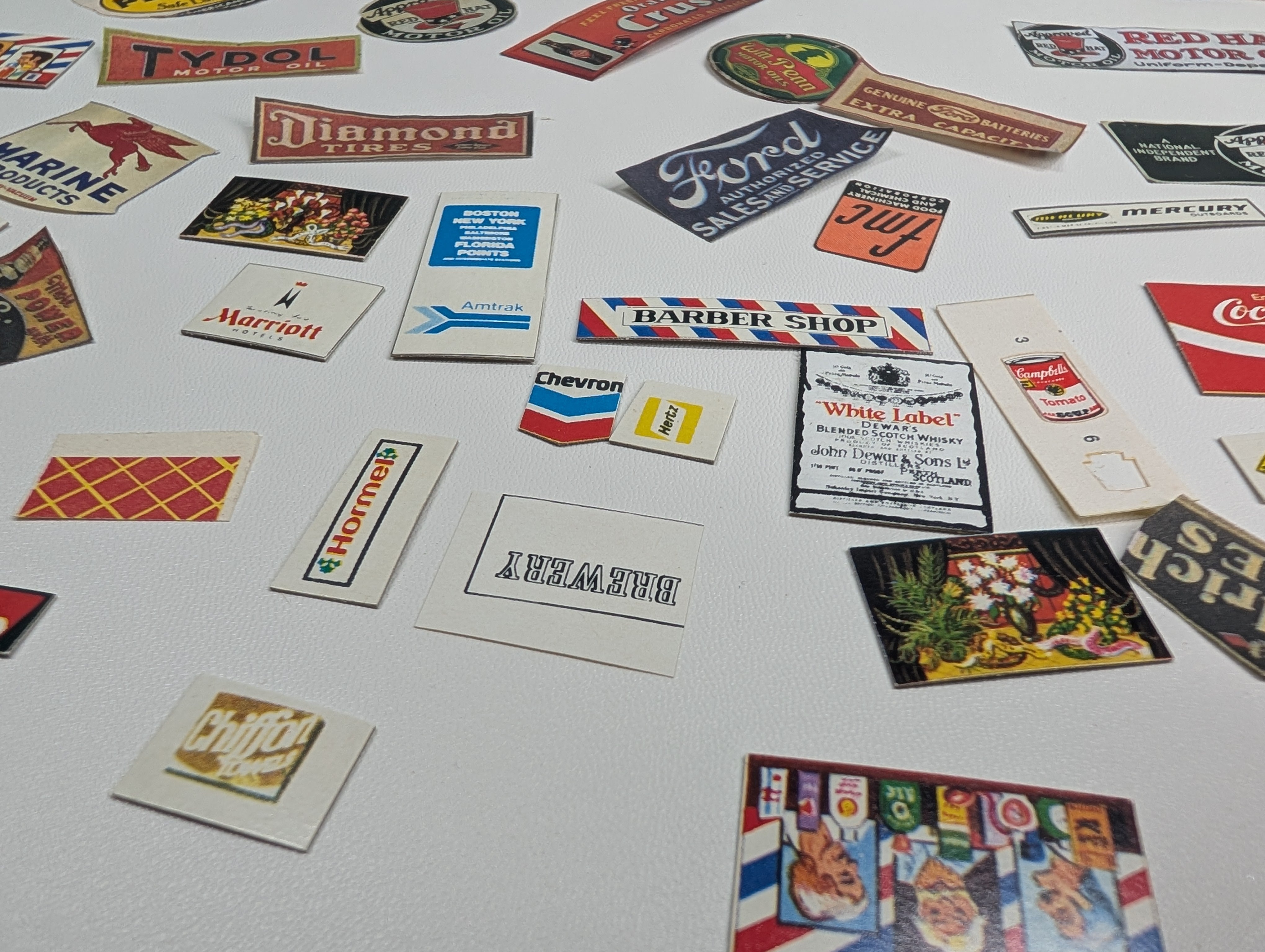 USED HO Scale Billboard Style Decals & Cardboard Cutouts for Layout Signs & Buildings
