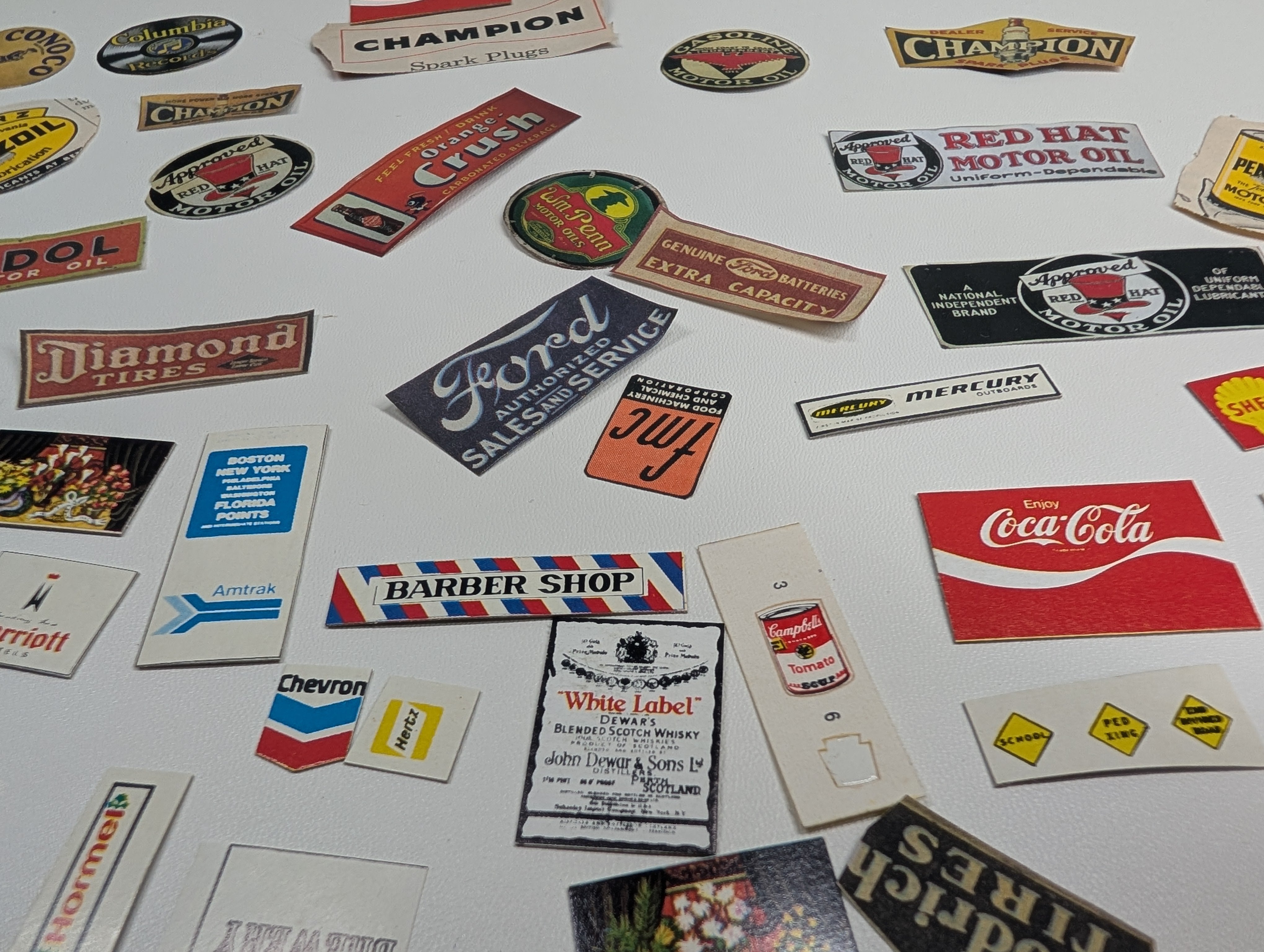 USED HO Scale Billboard Style Decals & Cardboard Cutouts for Layout Signs & Buildings
