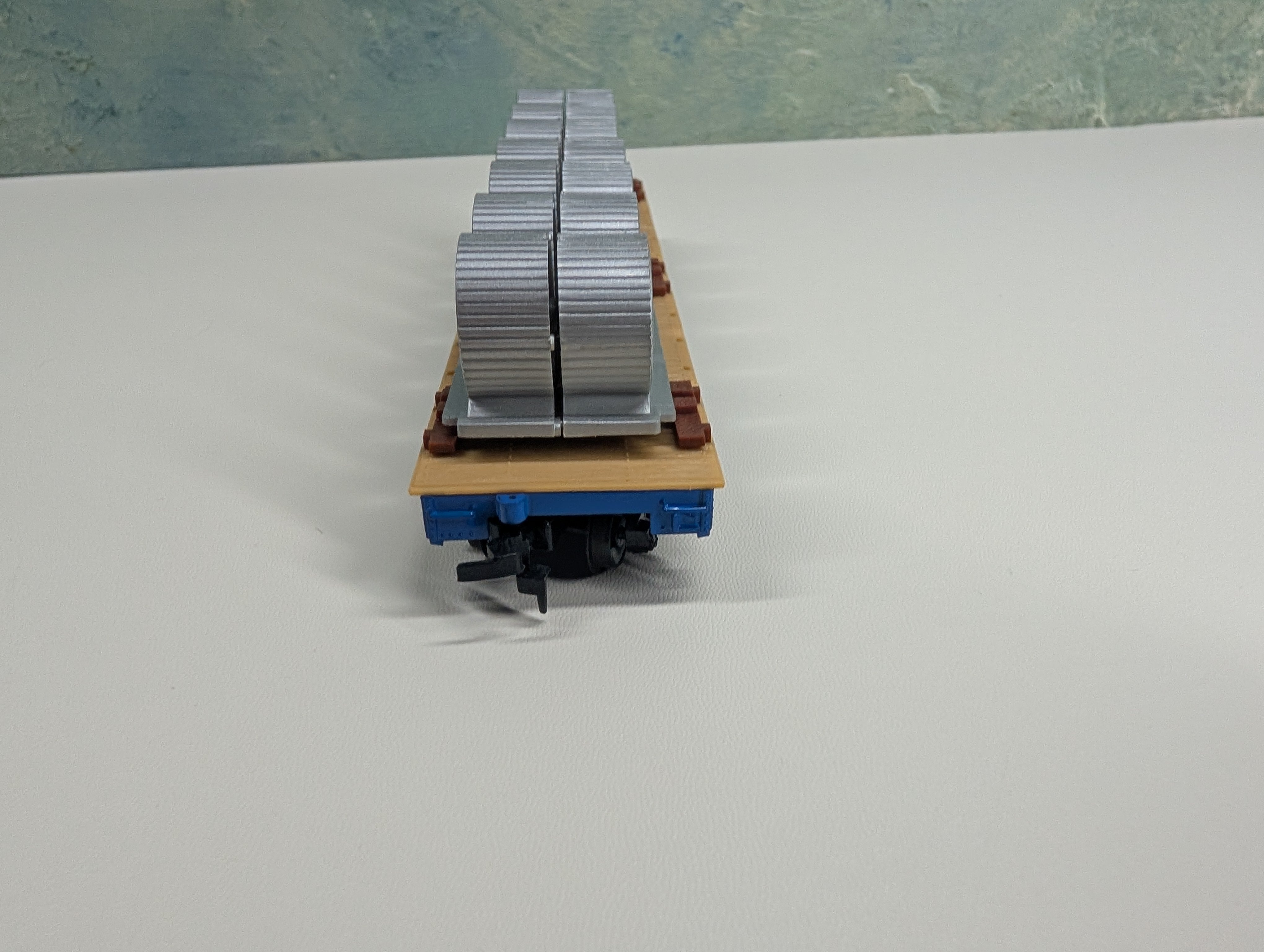 USED Tyco HO Scale 50' Flat Car Western Union w/ Coil Load