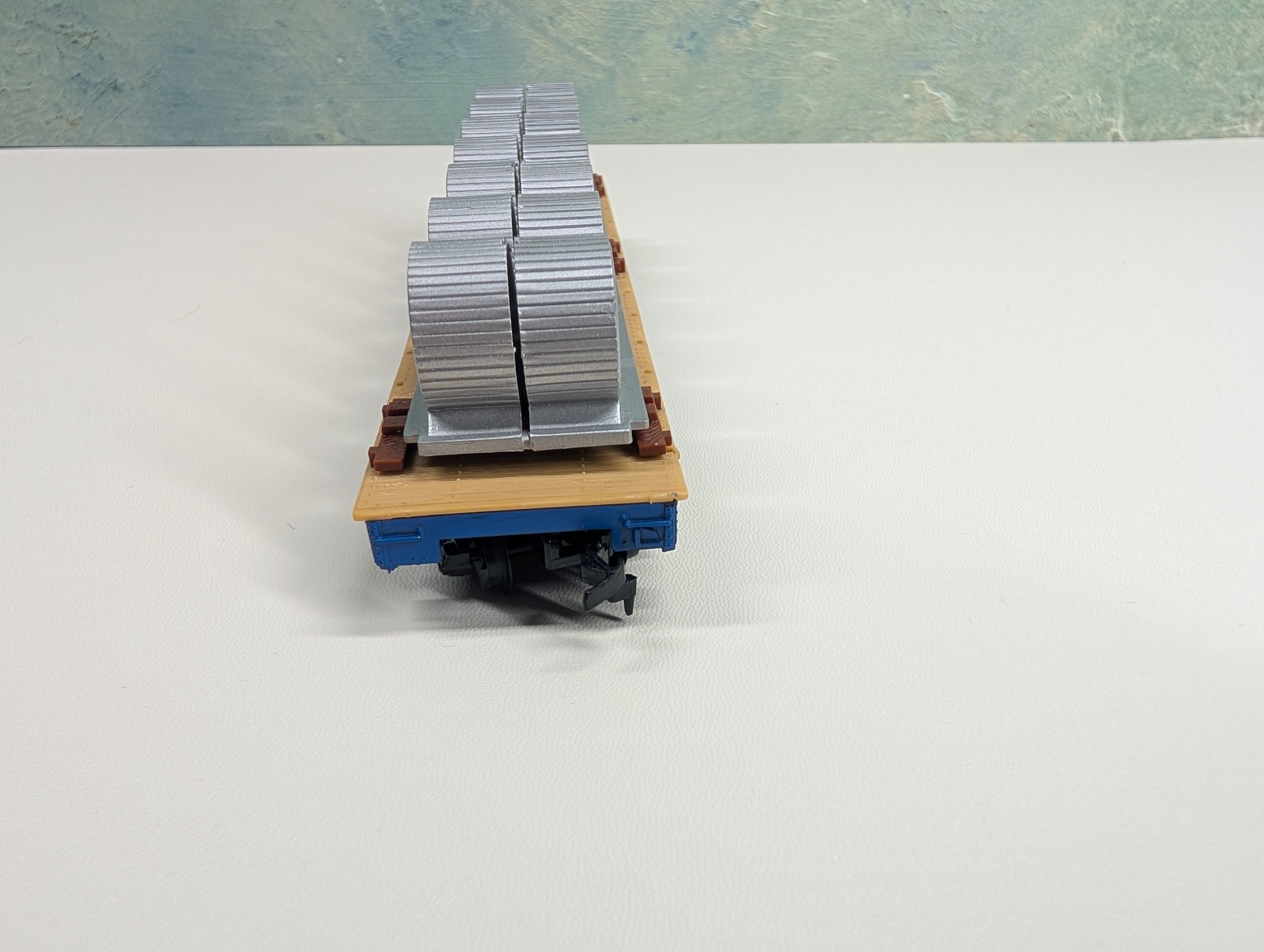 USED Tyco HO Scale 50' Flat Car Western Union w/ Coil Load