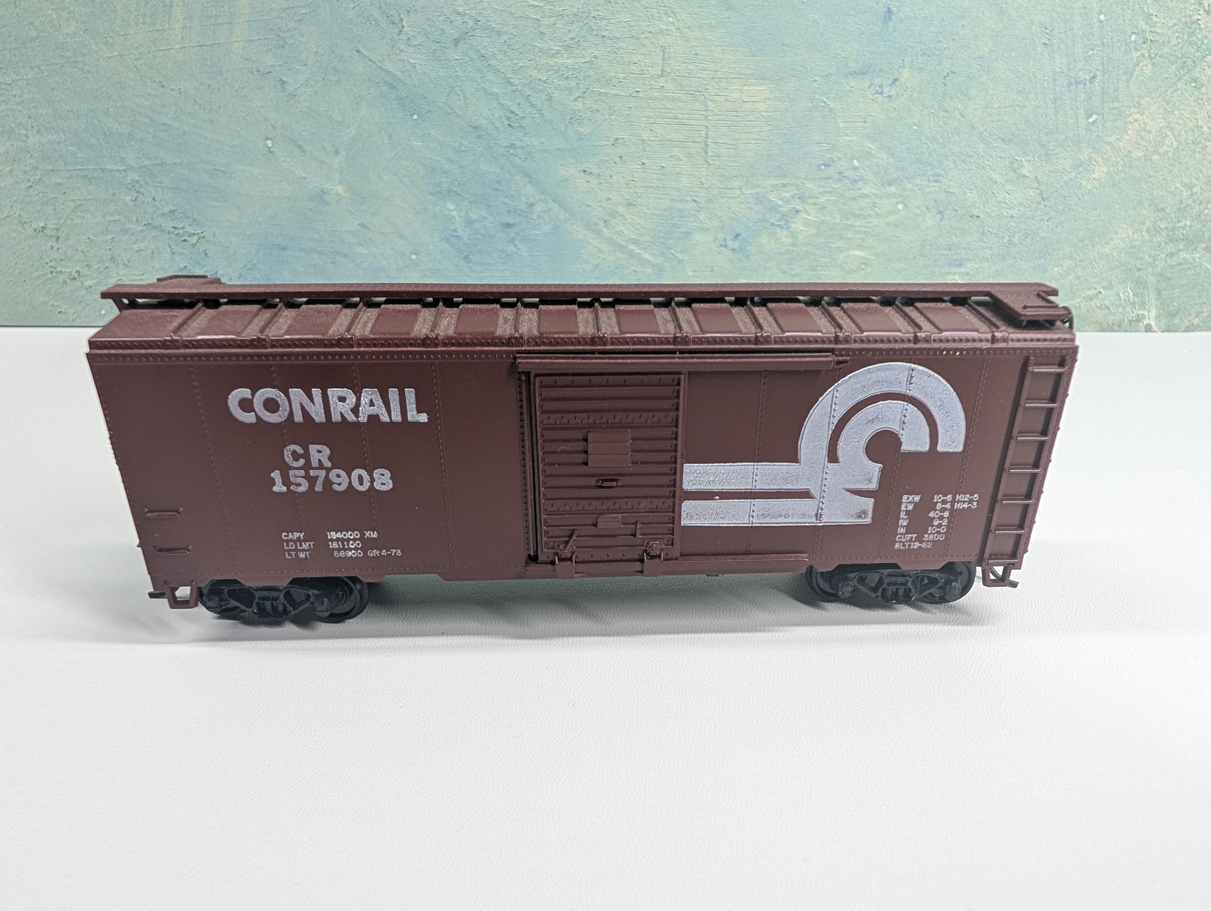 USED Athearn HO Scale 40' Box Car, Bev-Bel Custom Conrail CR #157908