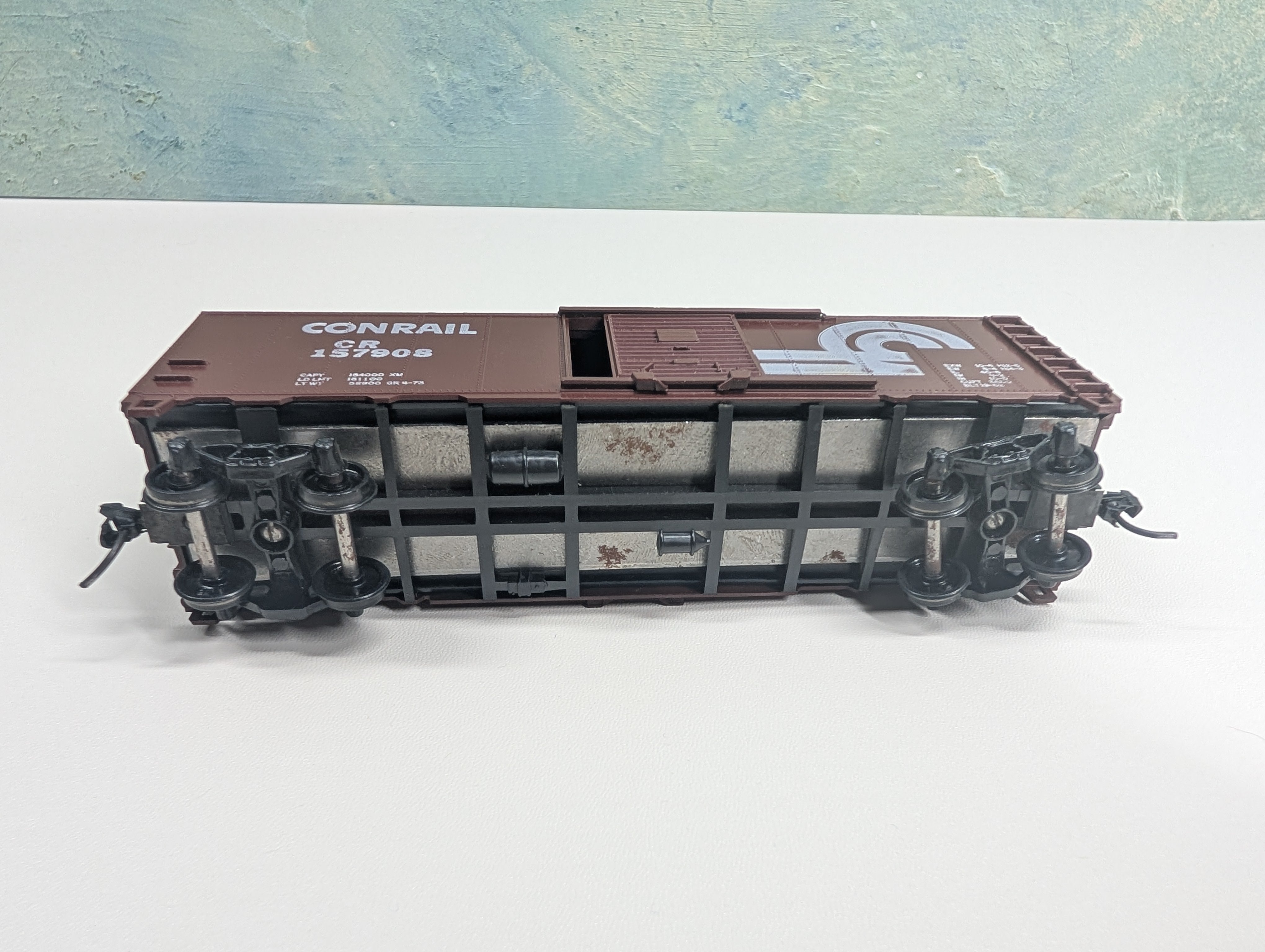 USED Athearn HO Scale 40' Box Car, Bev-Bel Custom Conrail CR #157908