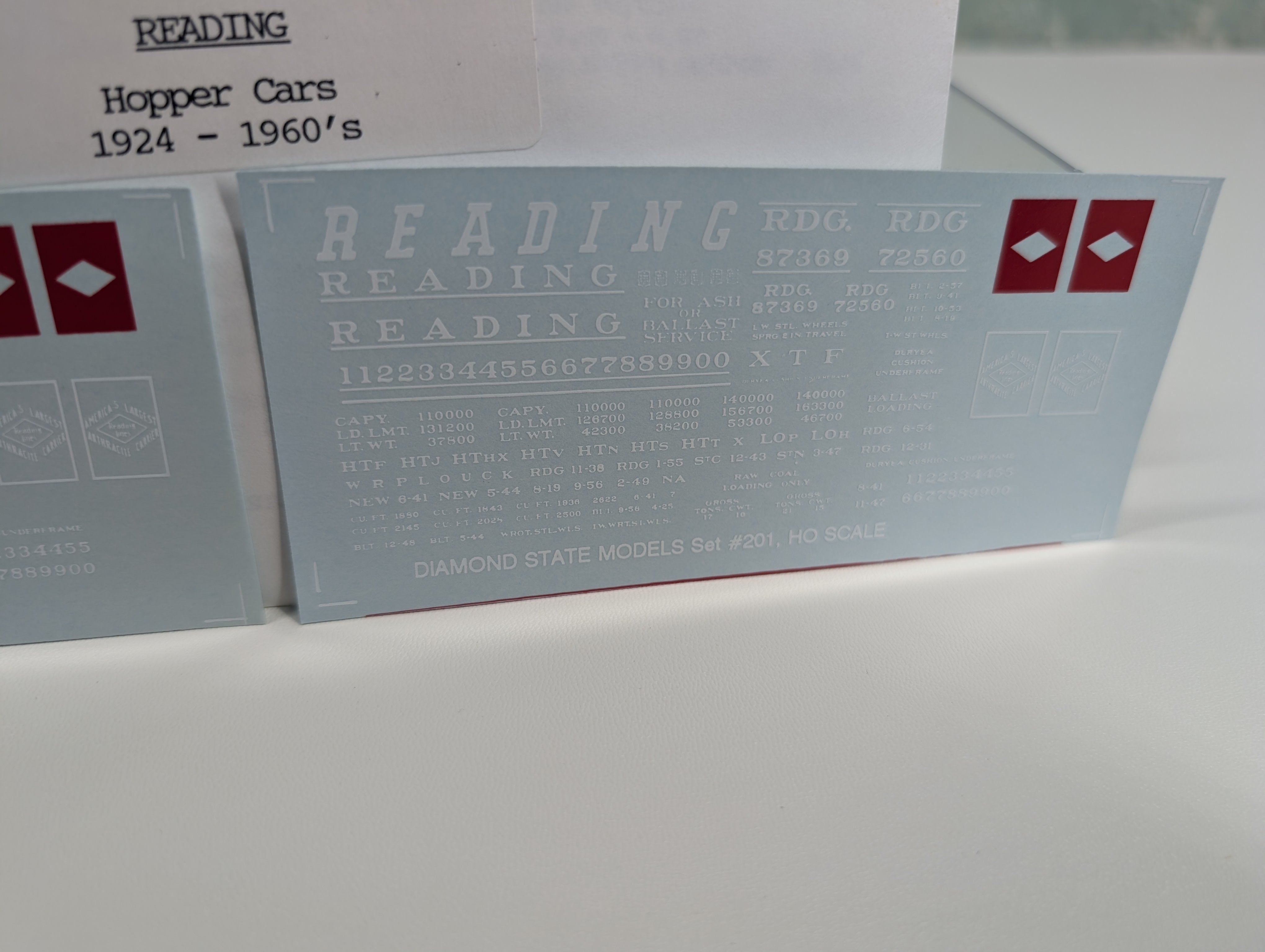 John Hall Decals 201 HO Scale Reading Hopper Decals 1924-60s