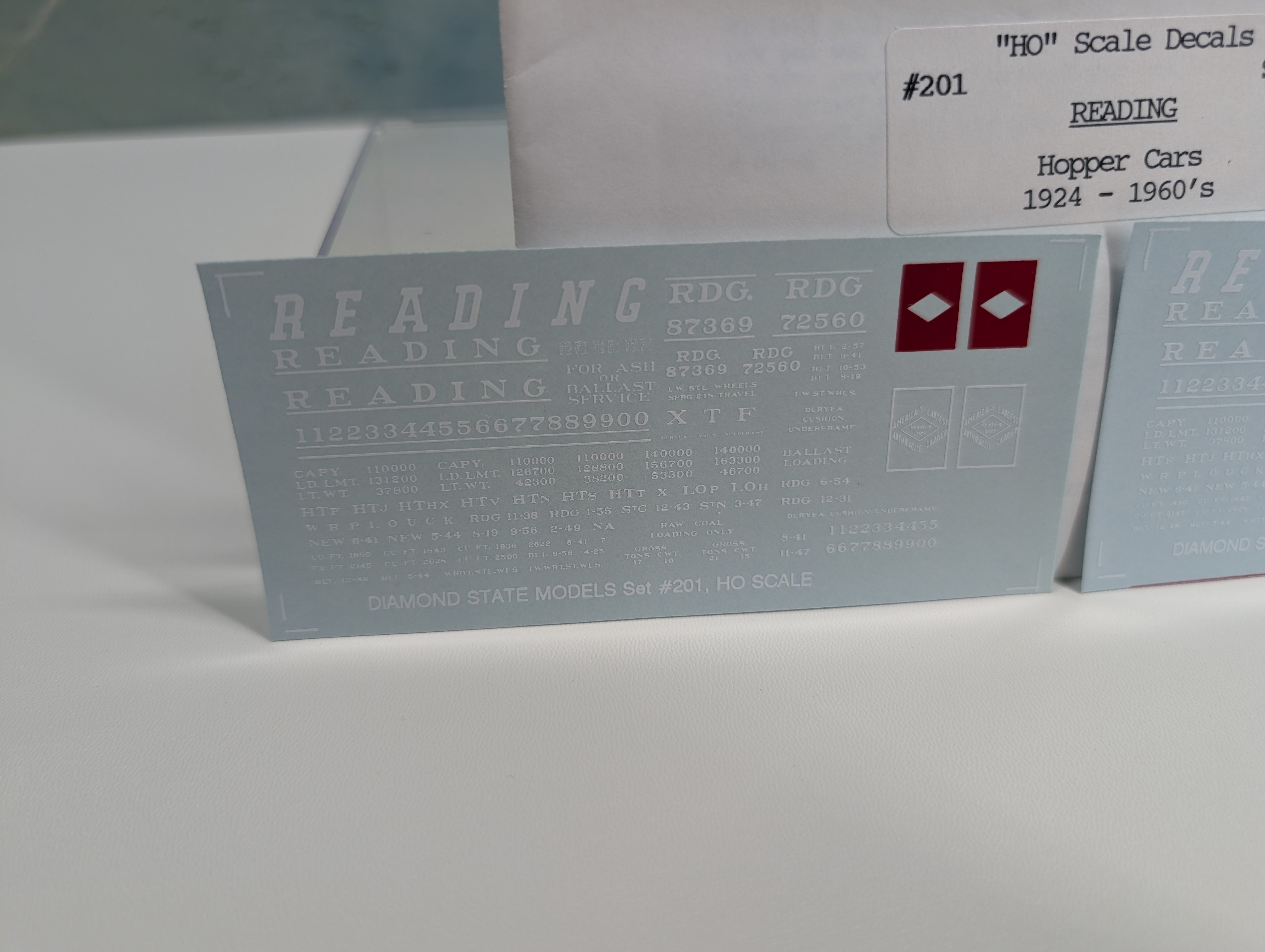 John Hall Decals 201 HO Scale Reading Hopper Decals 1924-60s