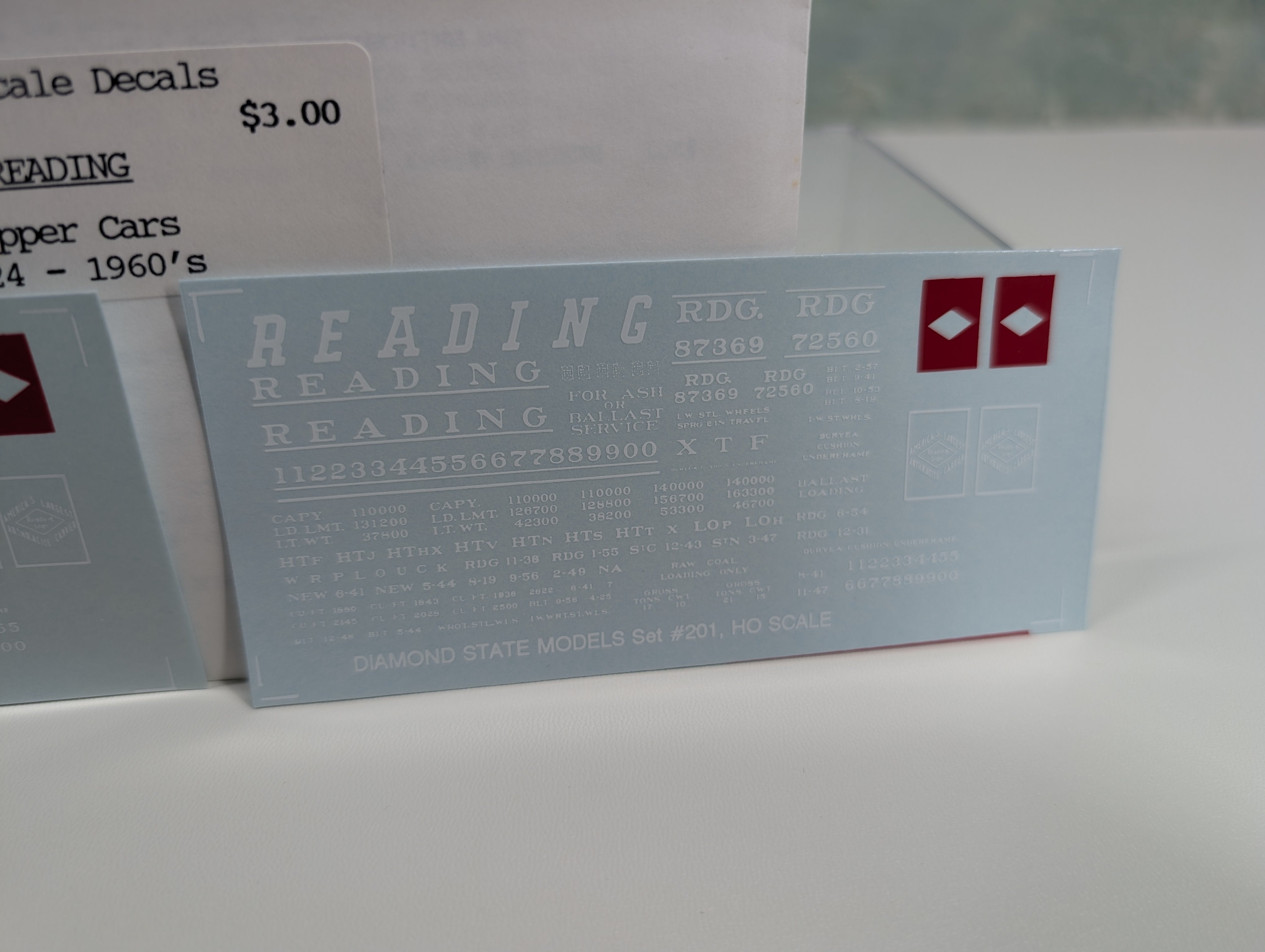 John Hall Decals 201 HO Scale Reading Hopper Decals 1924-60s