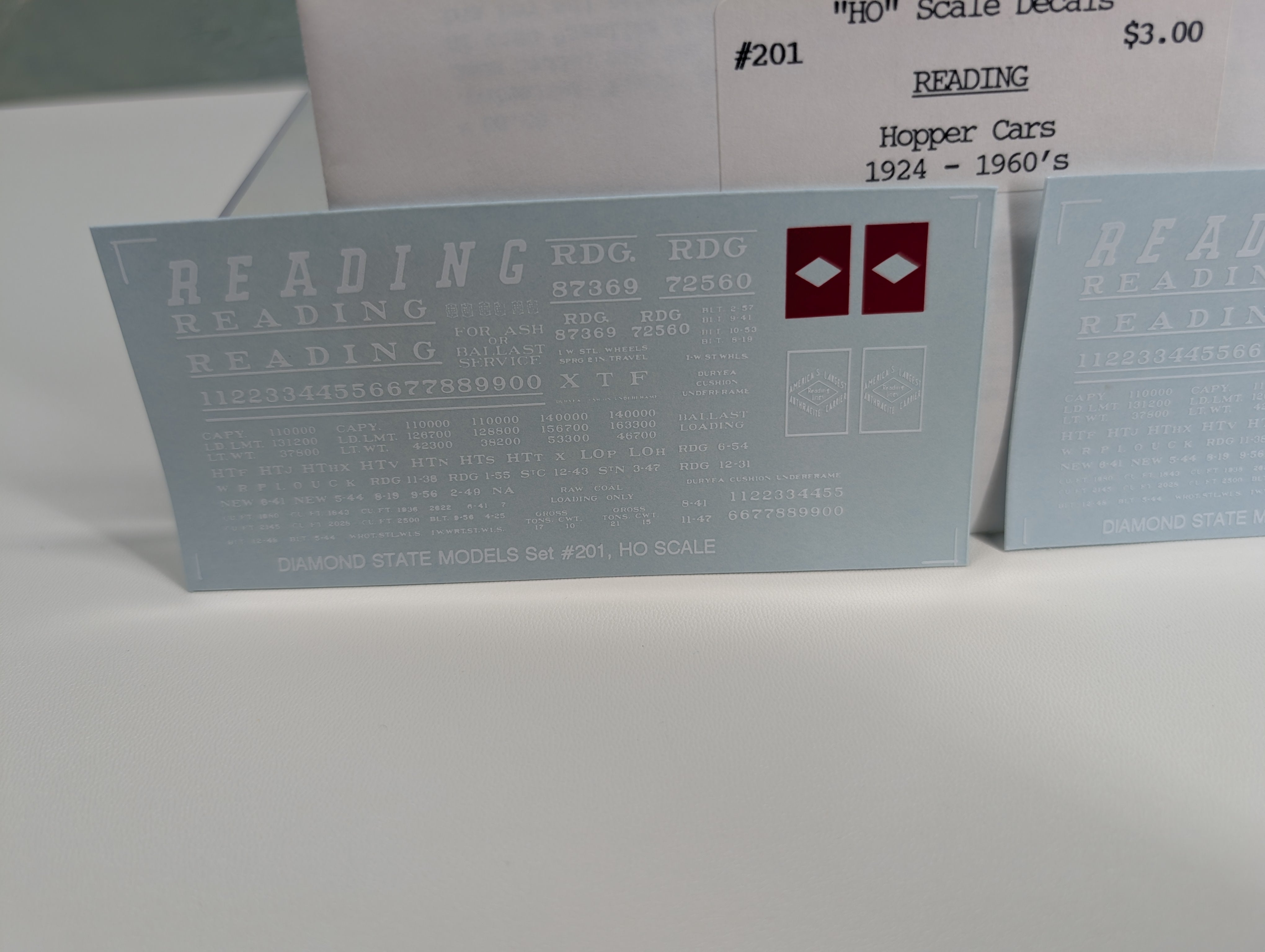 John Hall Decals 201 HO Scale Reading Hopper Decals 1924-60s