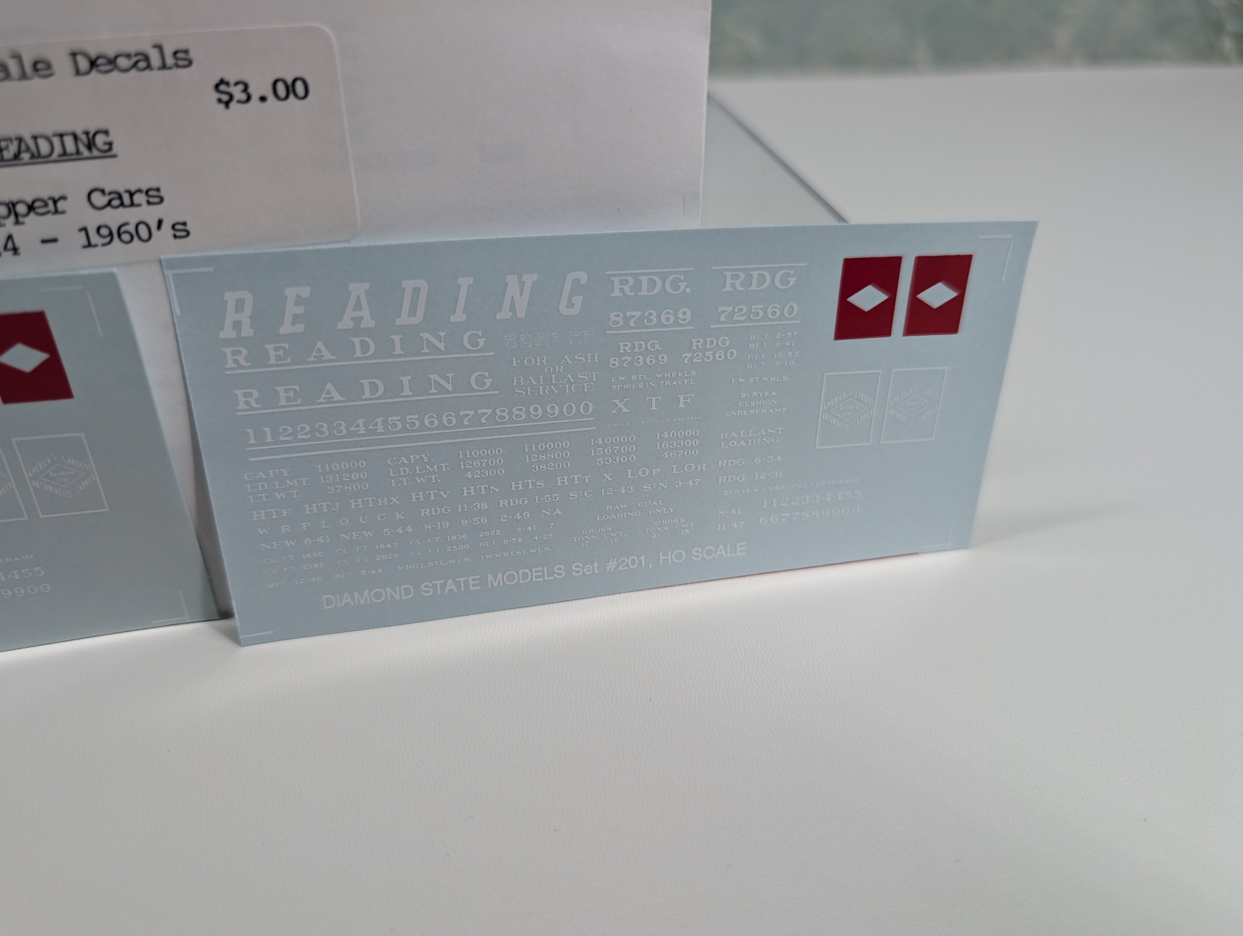 John Hall Decals 201 HO Scale Reading Hopper Decals 1924-60s