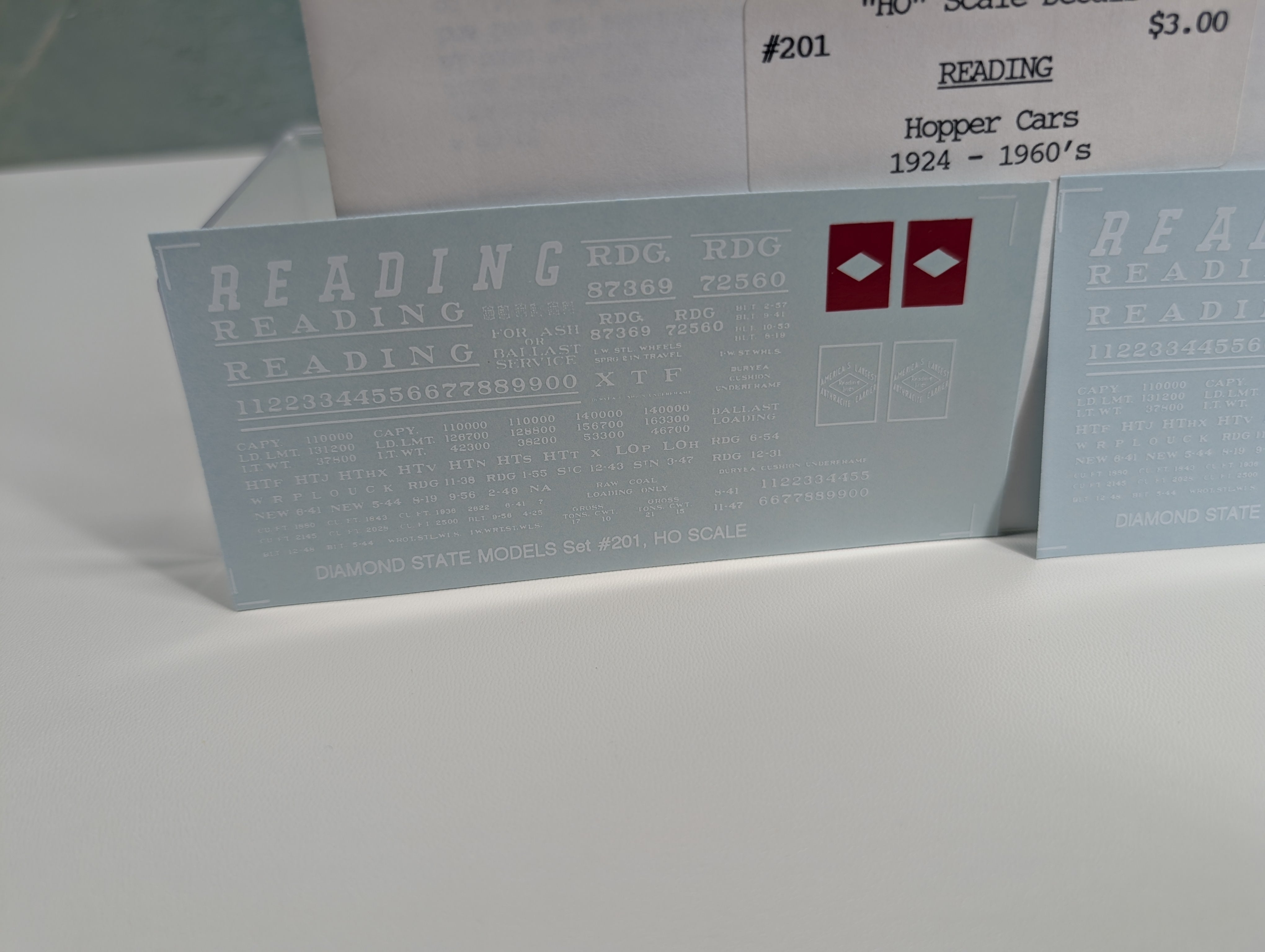 John Hall Decals 201 HO Scale Reading Hopper Decals 1924-60s