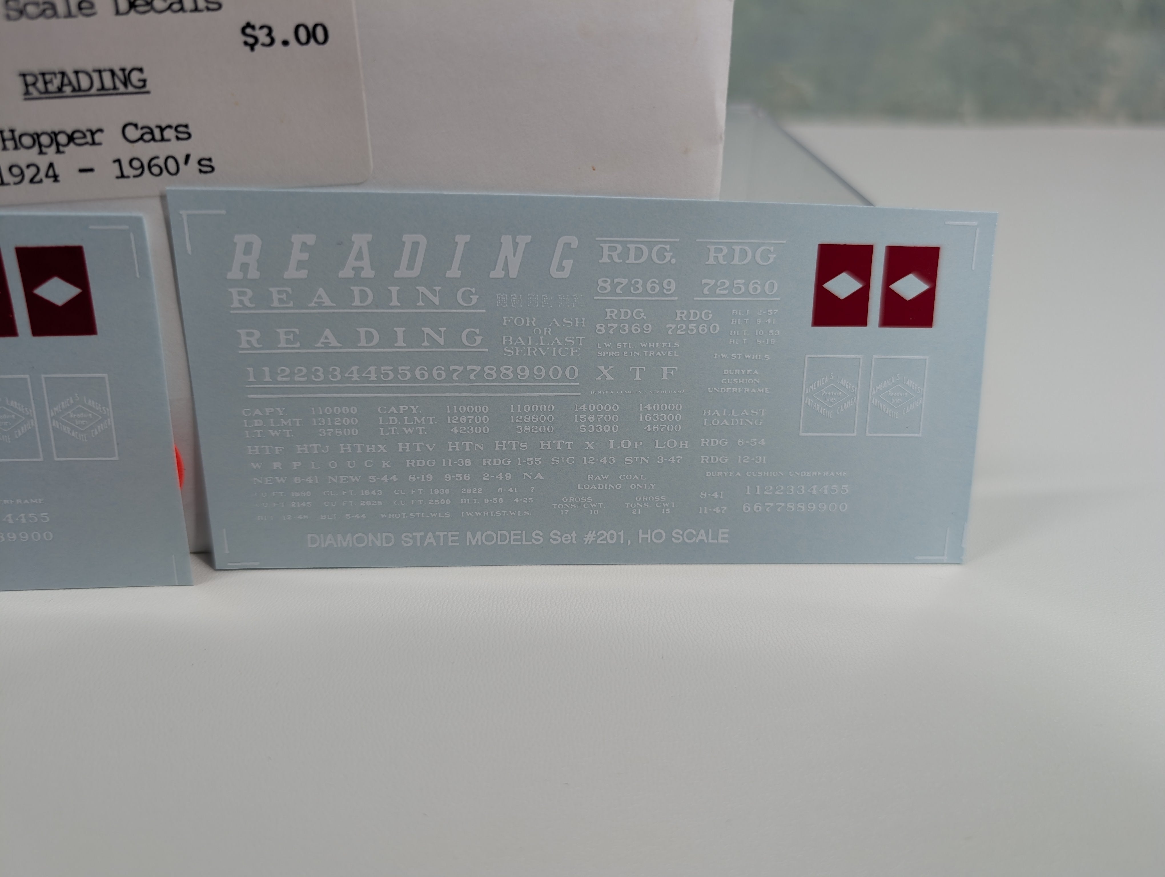 John Hall Decals 201 HO Scale Reading Hopper Decals 1924-60s