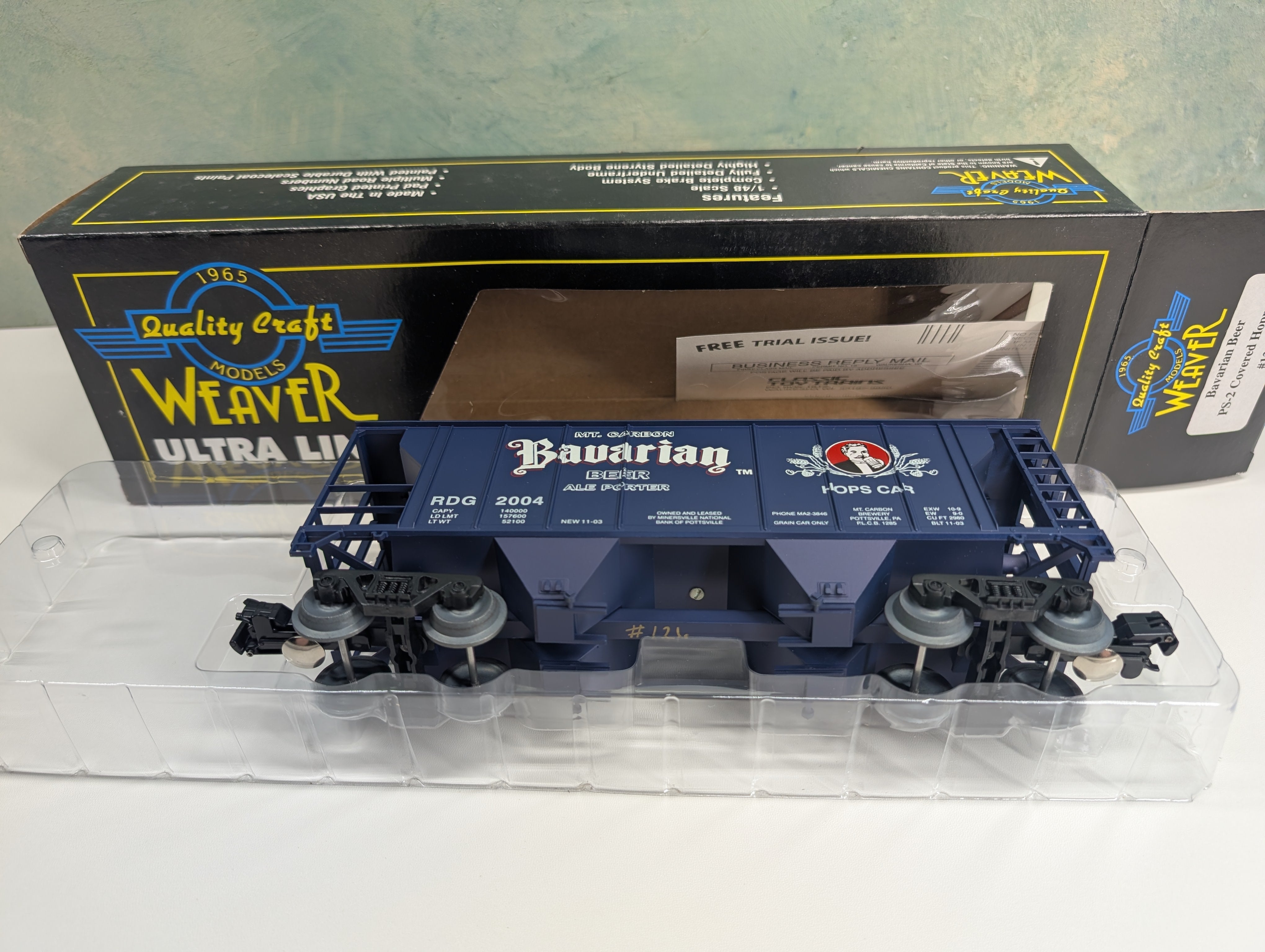 USED Weaver O PS-2 Covered Hopper Bavarian Beer RDG #2004 Mt. Carbon