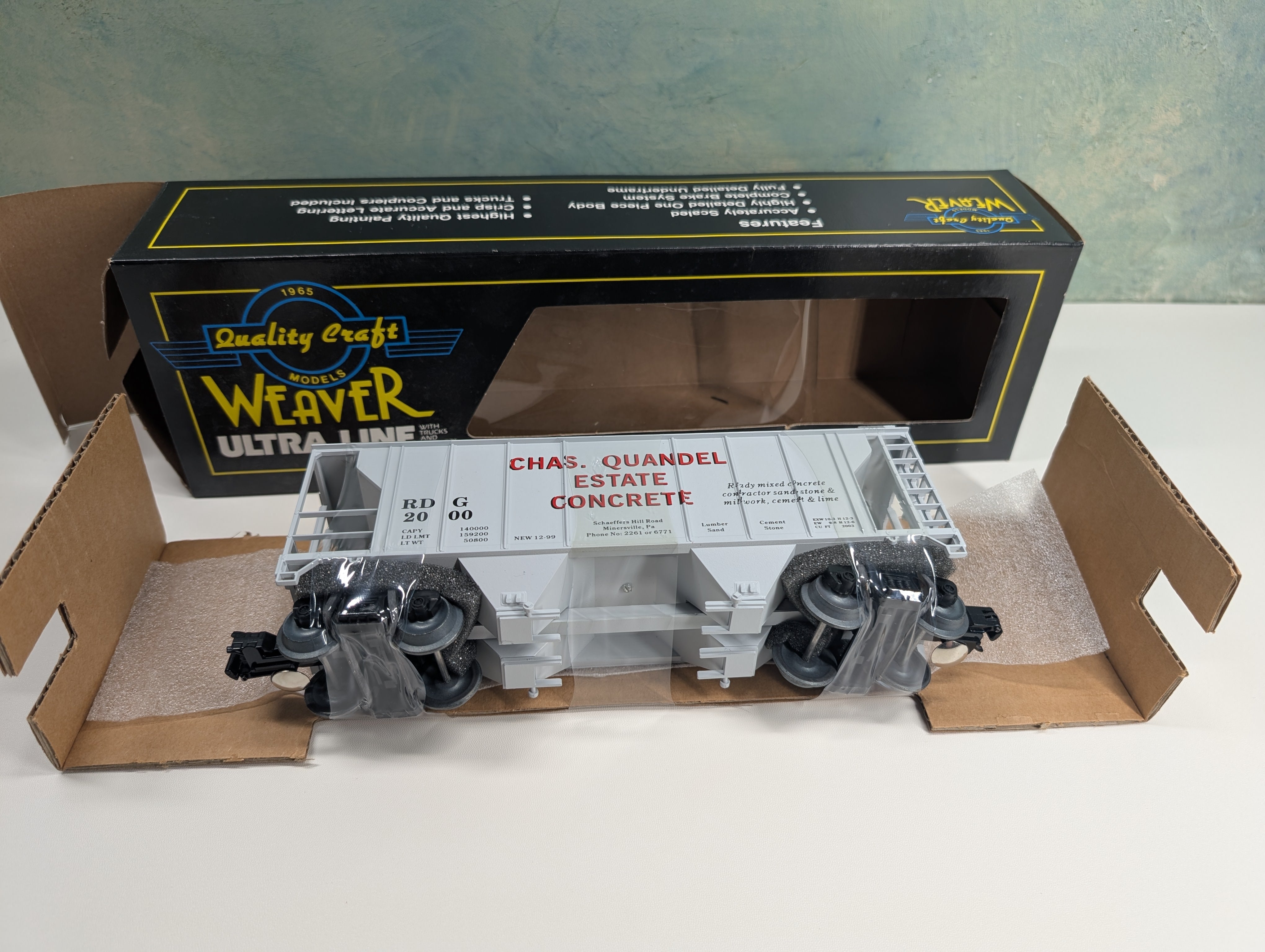 USED Weaver O PS-2 Covered Hopper Quandel Concrete RDG #2000 Minersville Lions Club