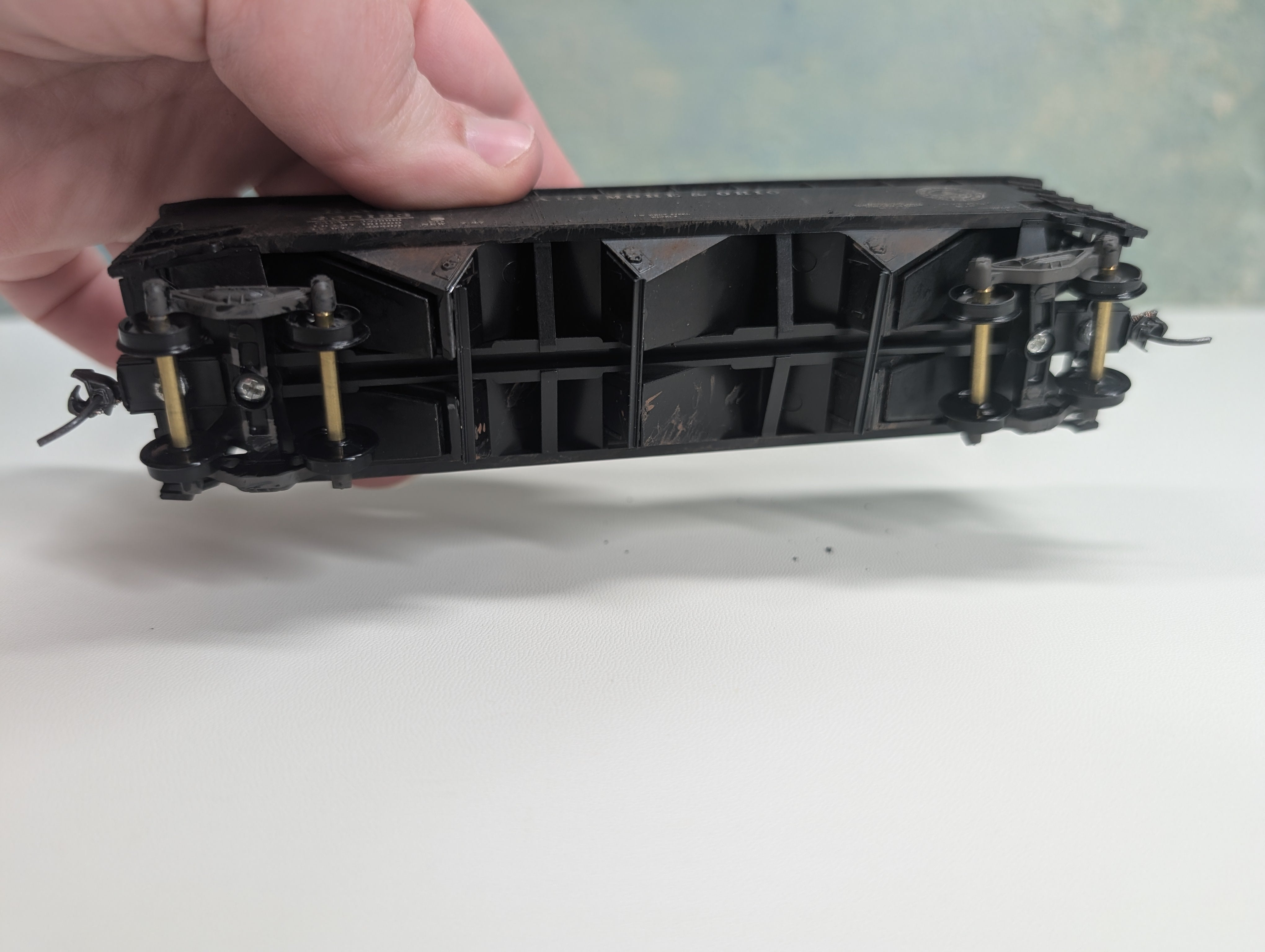 USED Stewart Hobbies HO Scale 3 Bay Open Hopper w/ Coal Load Baltimore and Ohio B&O #435193 Weathering