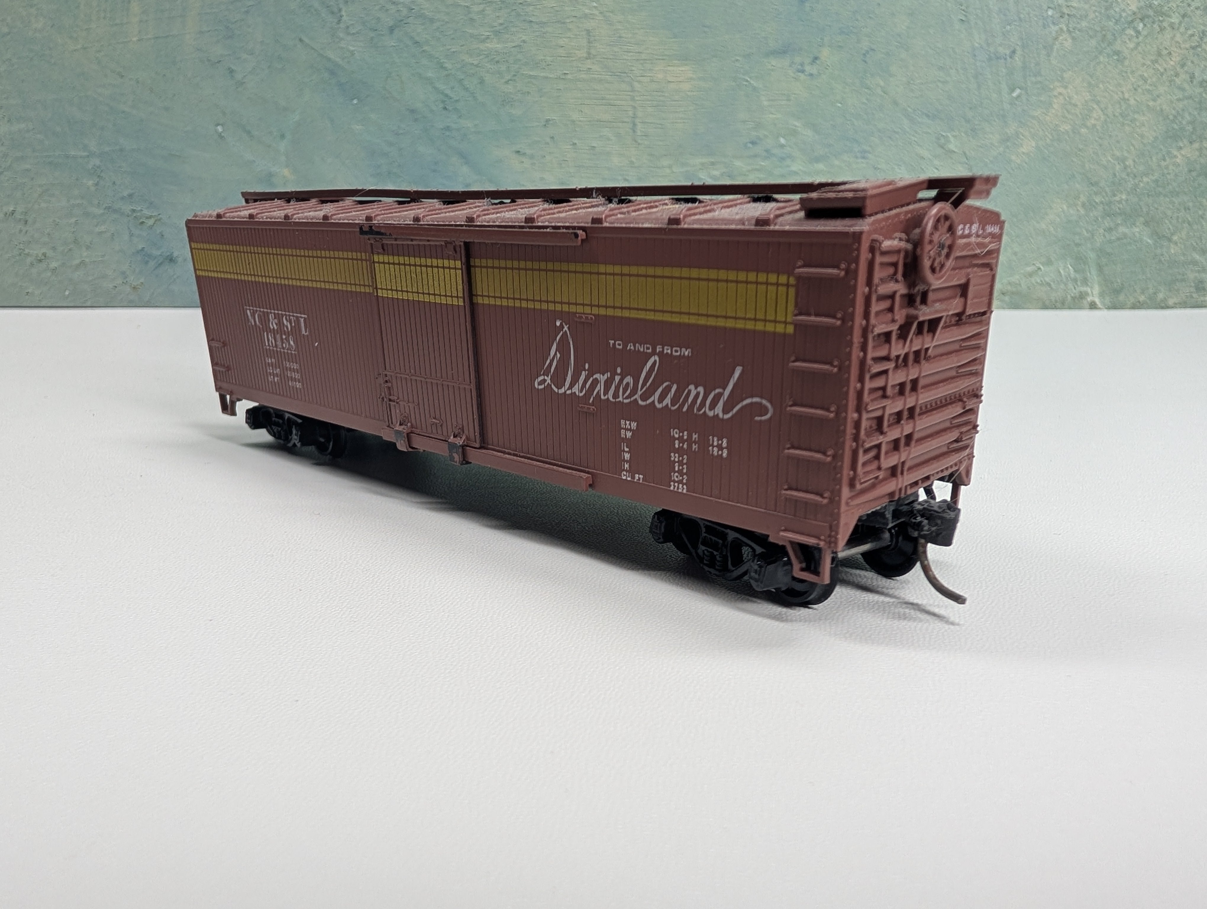 USED TRAIN MINIATURE HO Scale Wooden Box Car NC&STL #18458