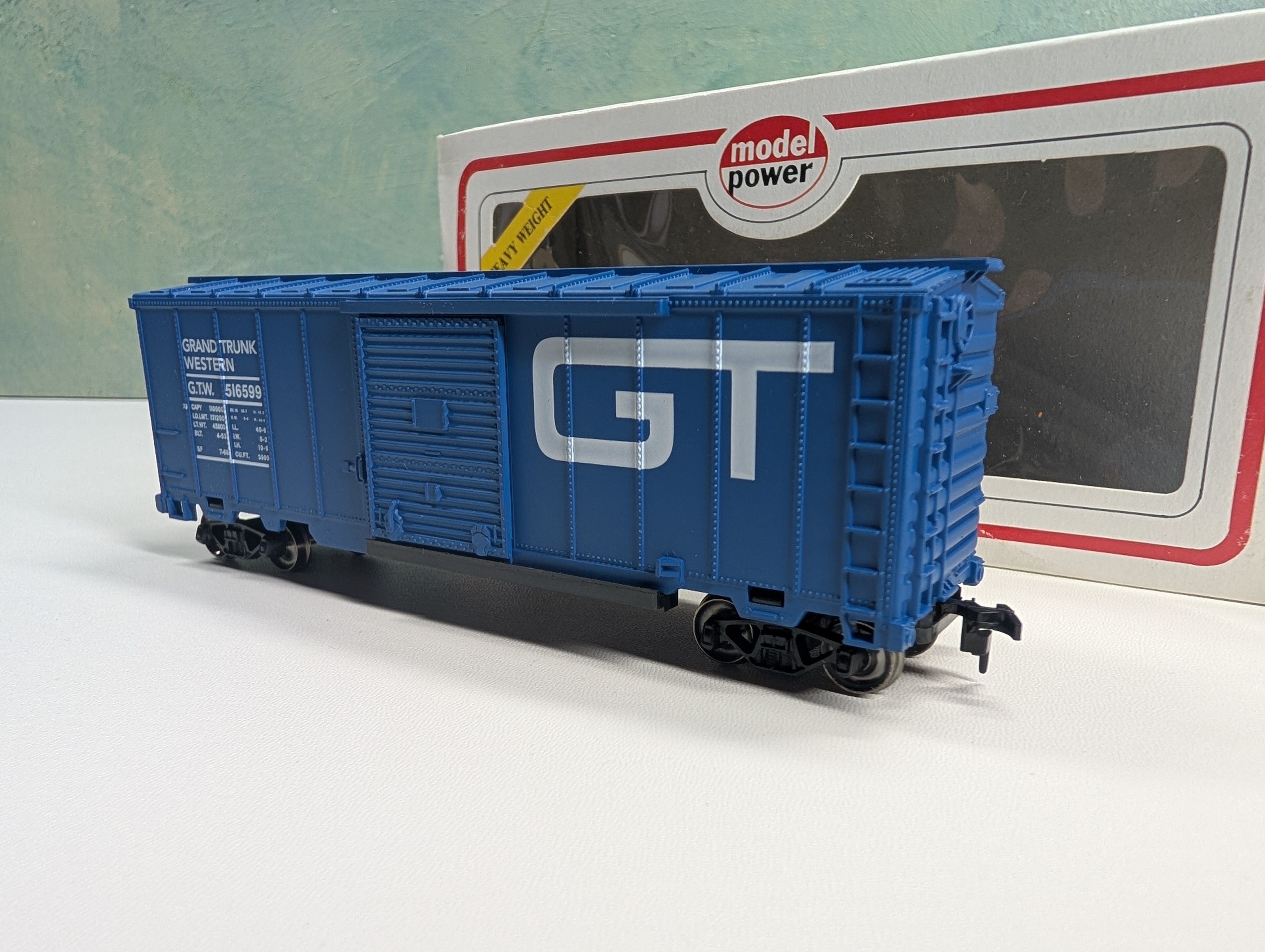 USED Model Power 7954 HO Scale 40' Box Car Grand Trunk Western GTW #516599 Metal Wheels
